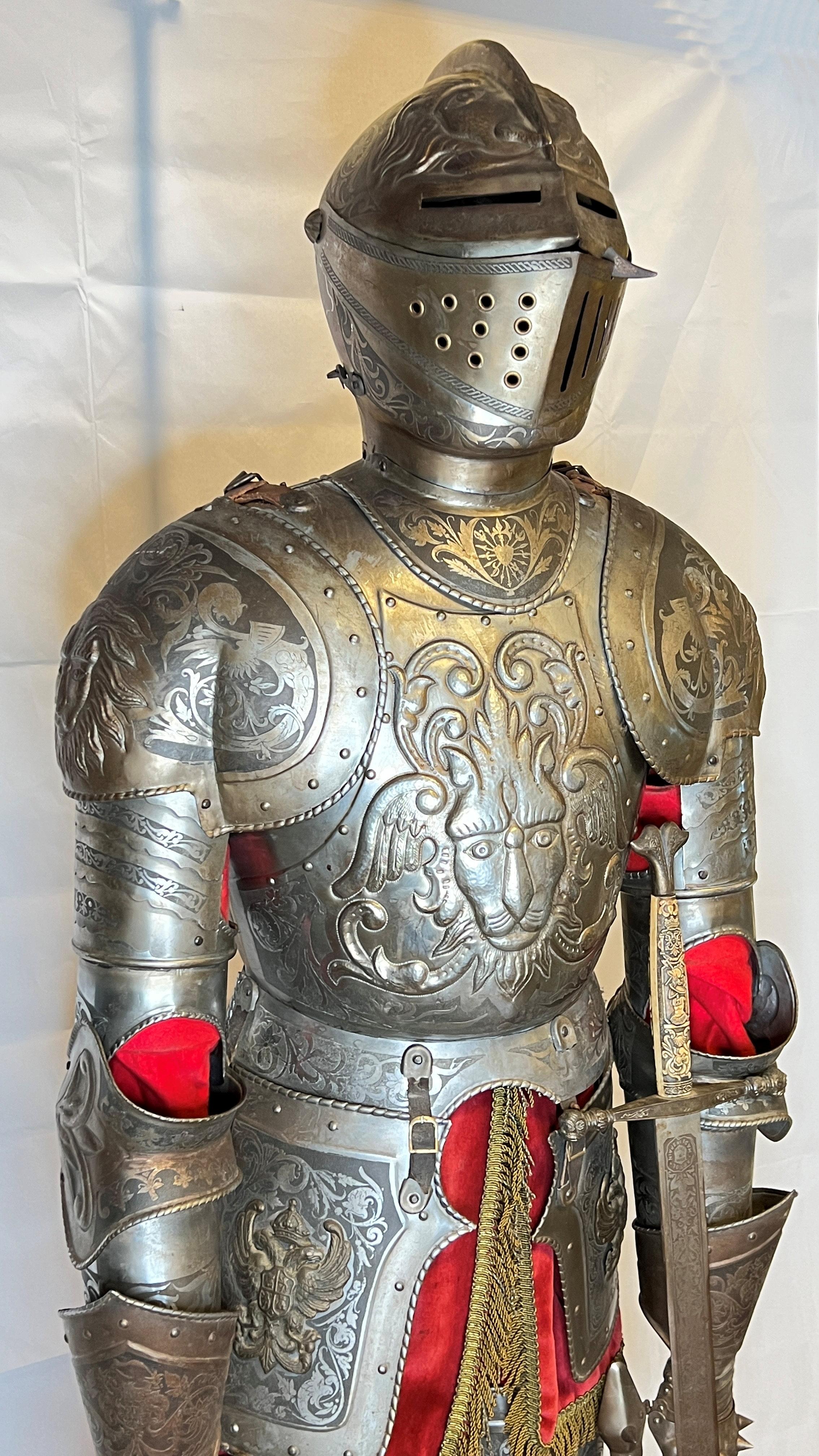 20th Century Life Size Spanish Toledo Ware Suit of Armor of Carlos V