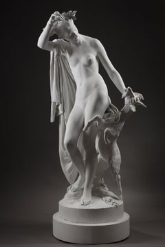 Life-size statue of the nymph Amalthée and Zeus' goat