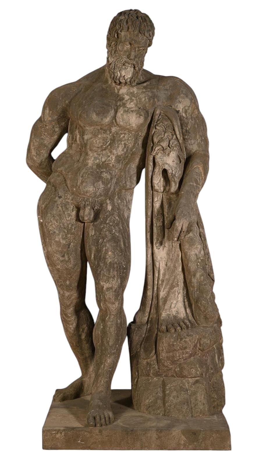 Lebensgroße Steinskulptur des Herkules - Italien, 1980er Jahre (Ende des 20. Jahrhunderts) im Angebot