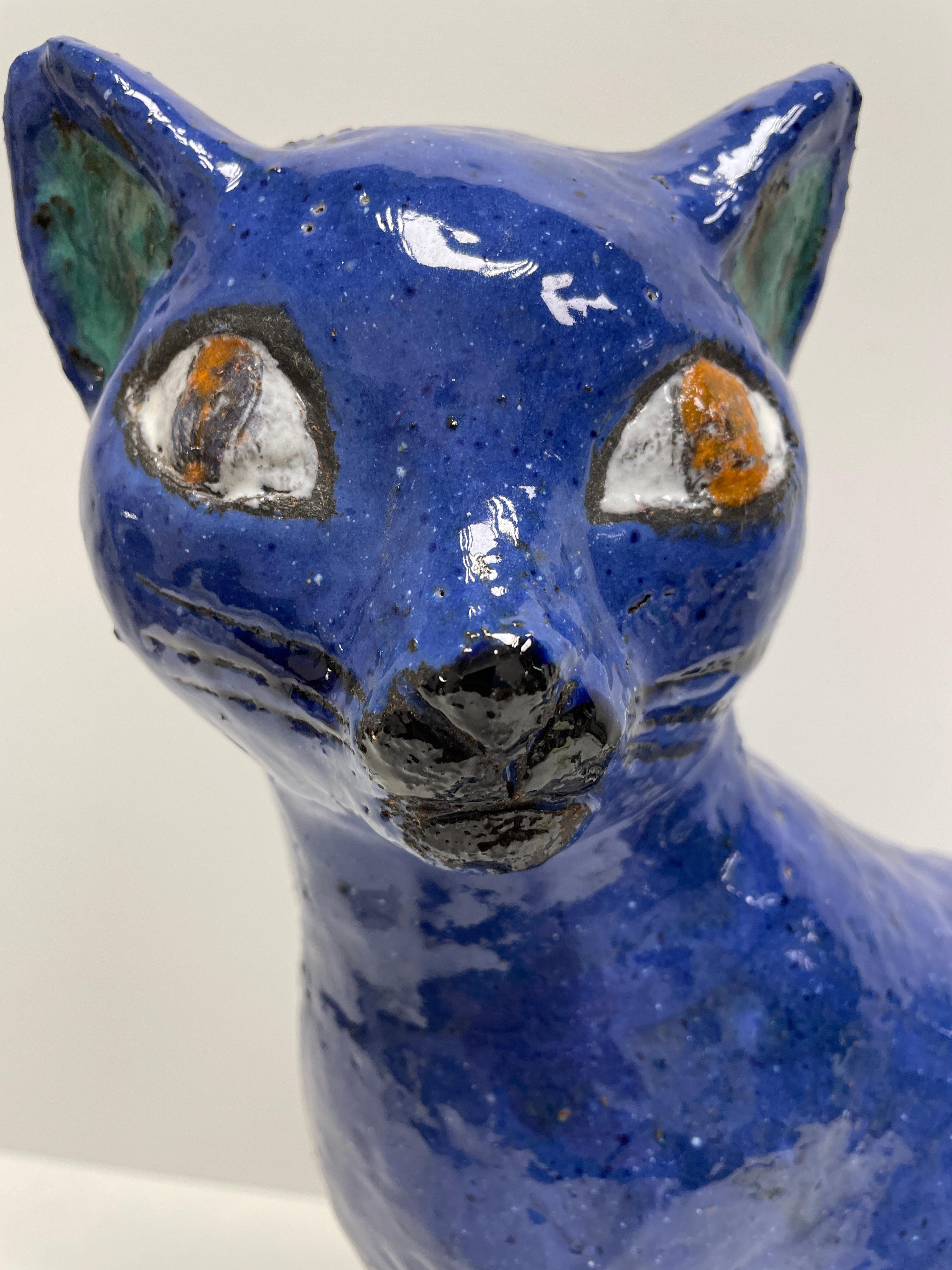 Hand-Crafted ‎Life-Size Studio Earthenware Cat Statue Figurine Vintage, Germany, 1970s