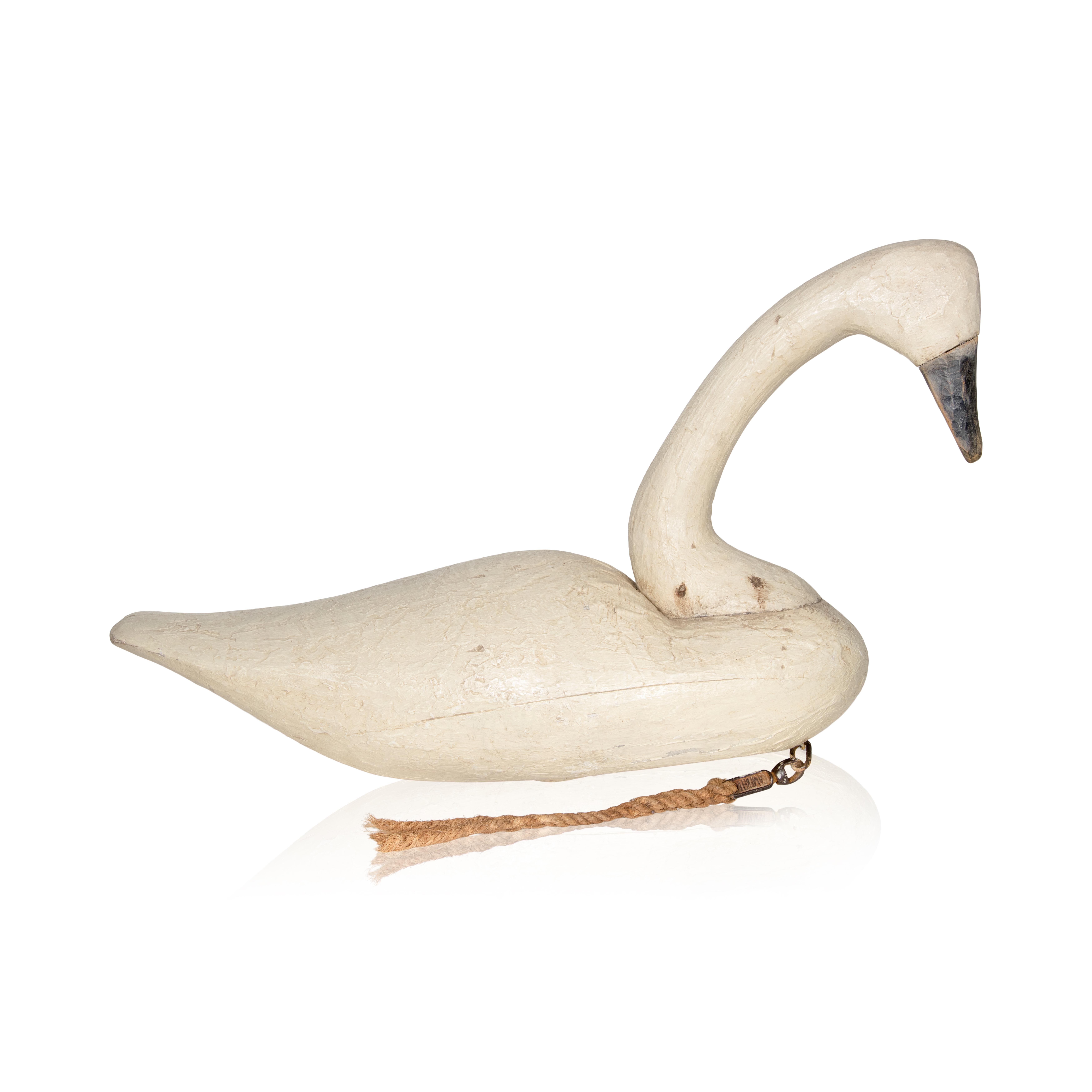 Swan decoy by Frank Finney (1947 - ) of Cape Charles, Virginia. This large swan is made in the style of the famous John Williams. Frank is considered one of the finest makers of decoy and fine bird carvings. As a folk artist and carver Frank works
