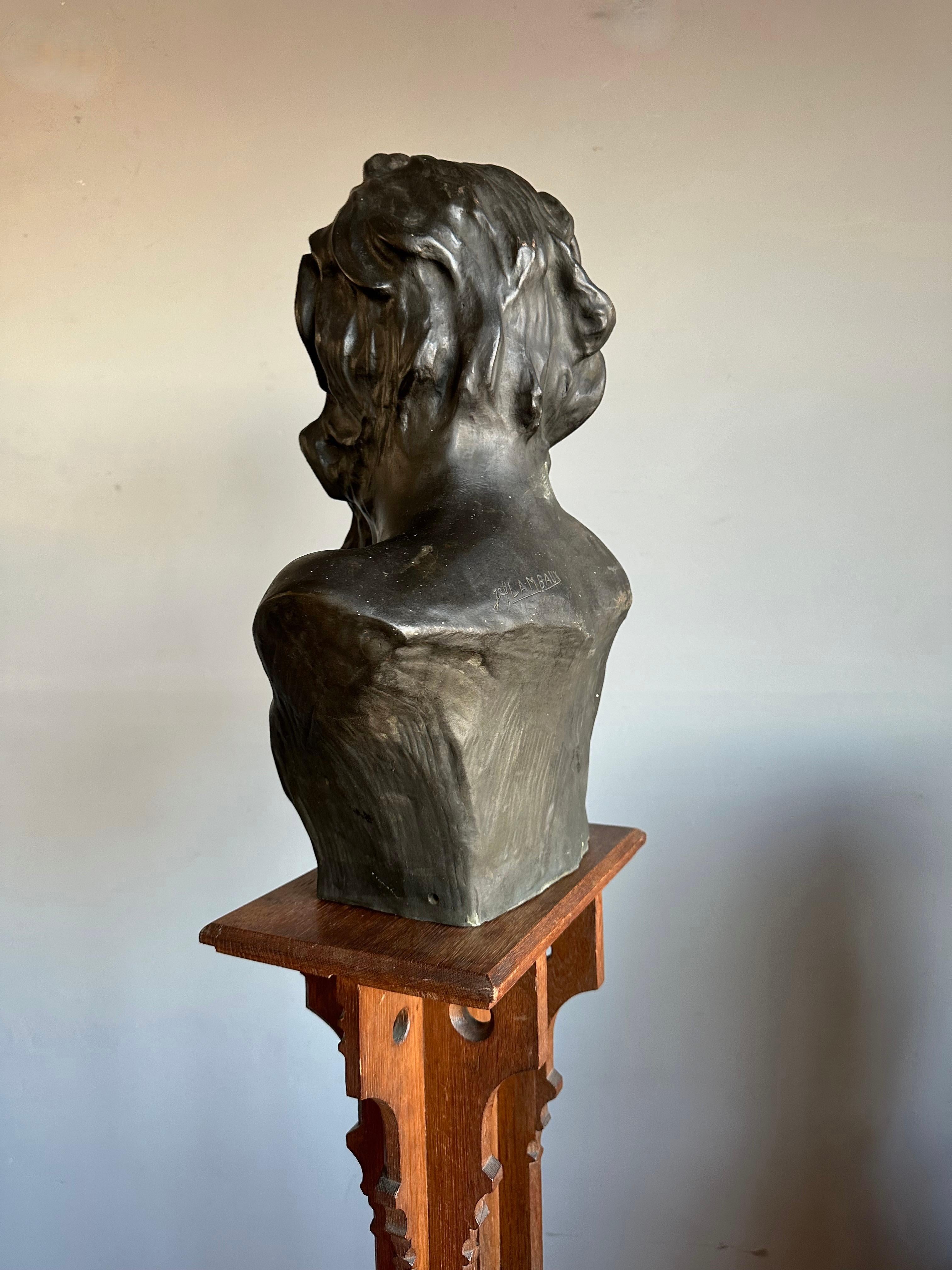 Life-Size Symbolist Bronze Bust of a Satyr by Jef Lambeaux, Belgium, Circa 1900 For Sale 8