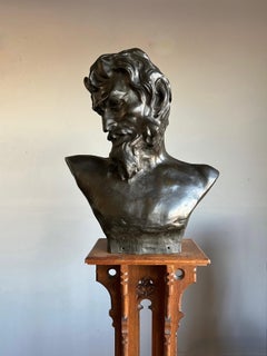 Life-Size Symbolist Bronze Bust of a Satyr by Jef Lambeaux, Belgium, Circa 1900