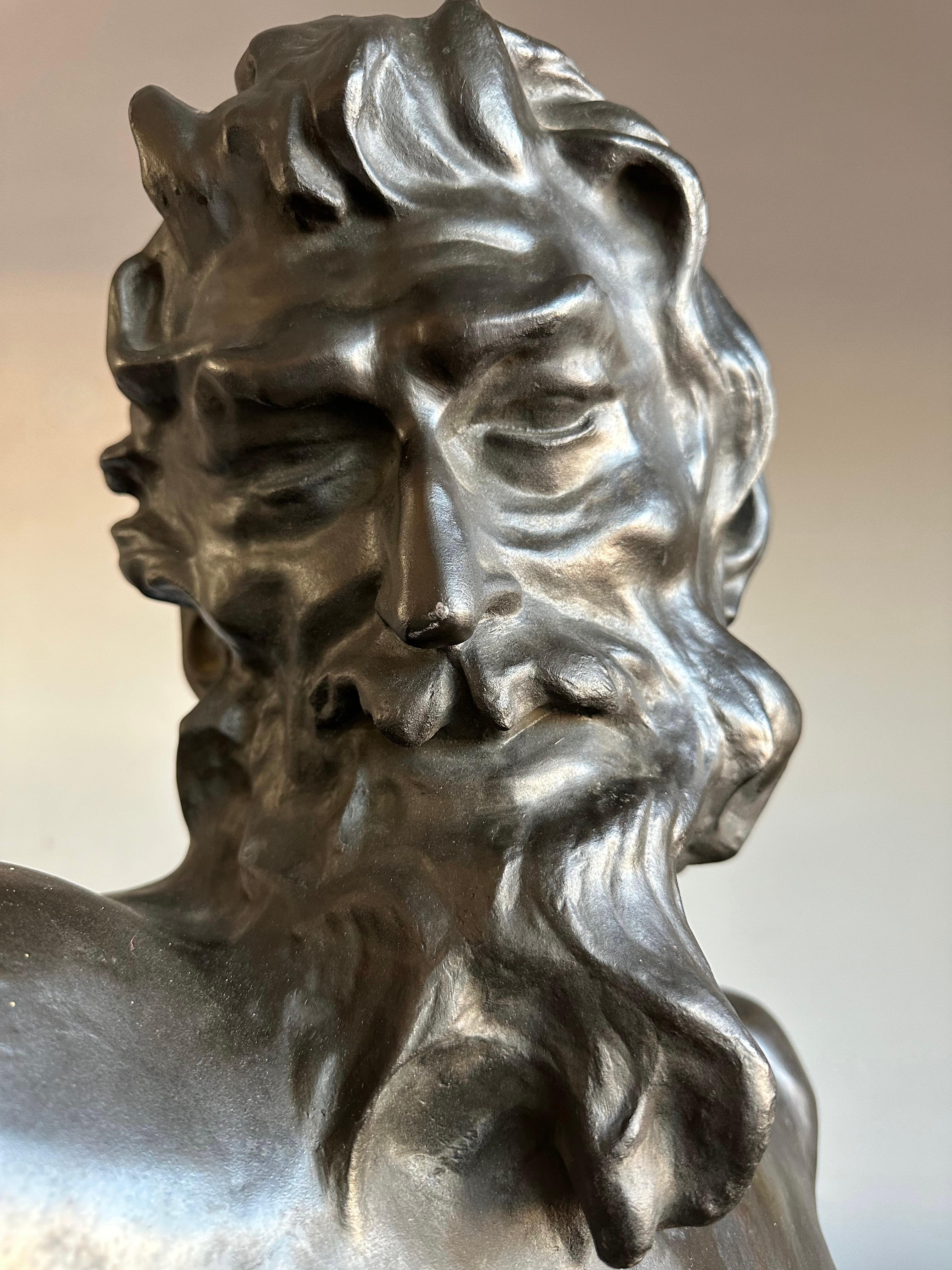 Life-Size Symbolist Bronze Bust of a Satyr by Jef Lambeaux, Belgium, Circa 1900 In Excellent Condition For Sale In Lisse, NL