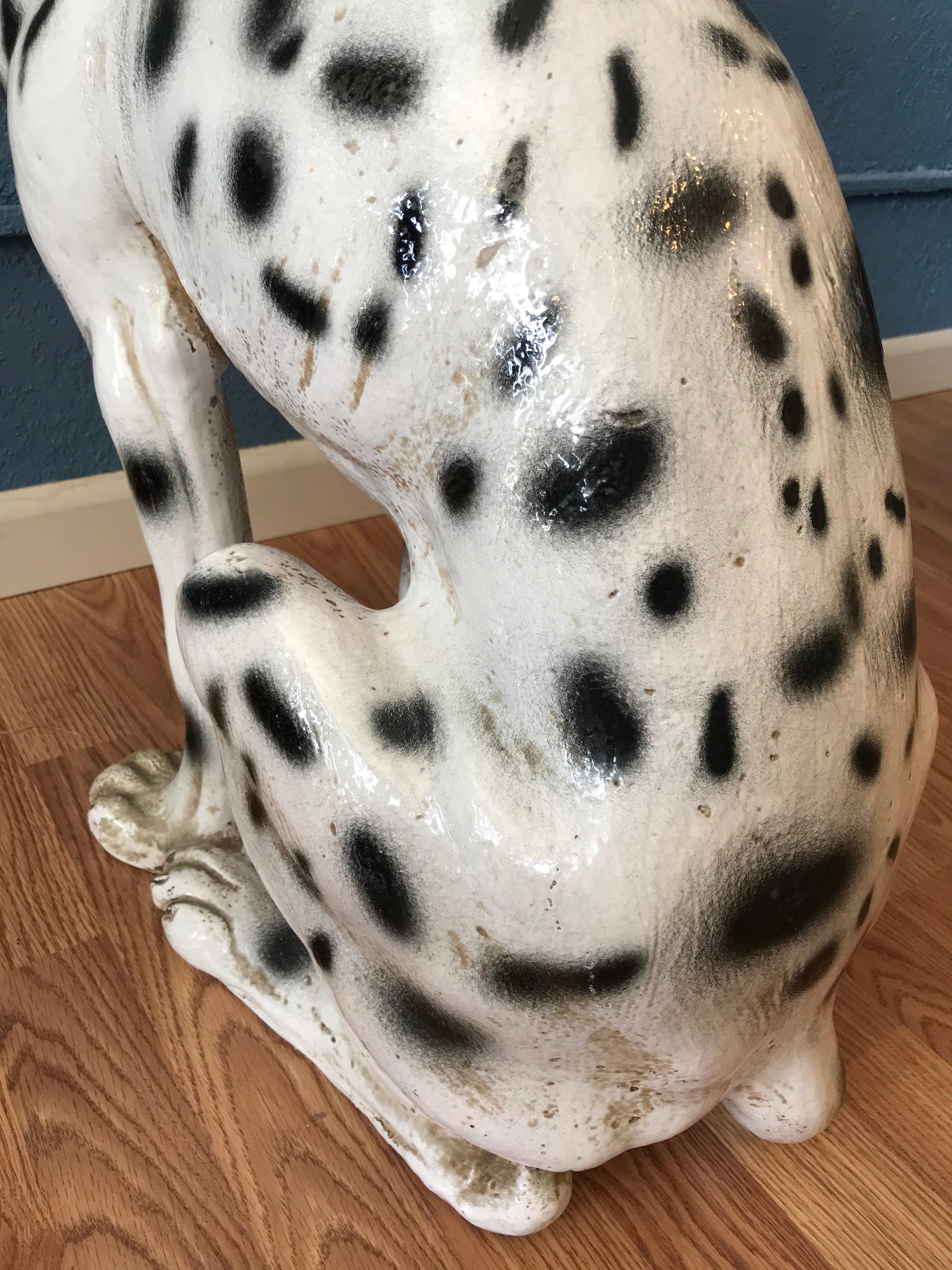 Italian Life Size Terra Cotta Figure of a Dalmatian