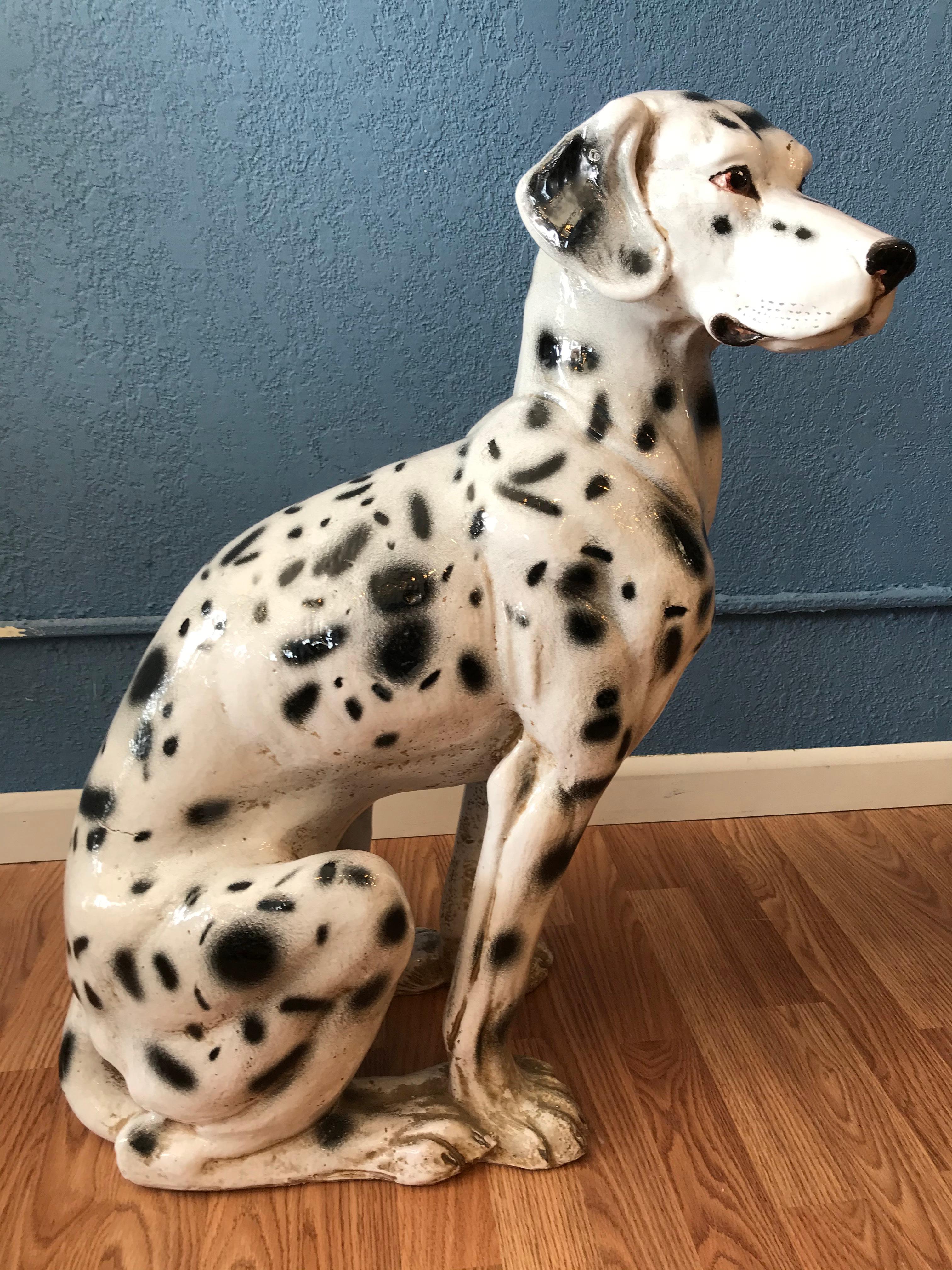 Glazed Life Size Terra Cotta Figure of a Dalmatian