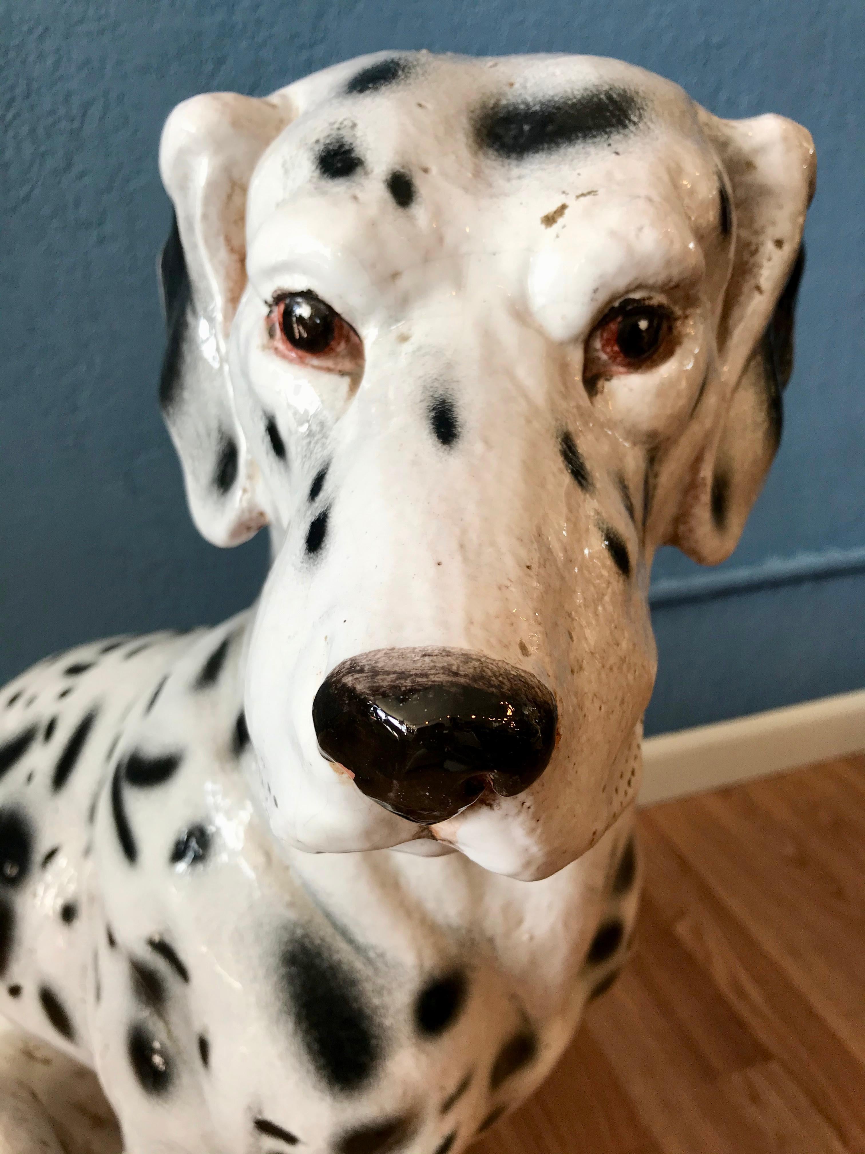 Life Size Terra Cotta Figure of a Dalmatian In Good Condition In West Palm Beach, FL