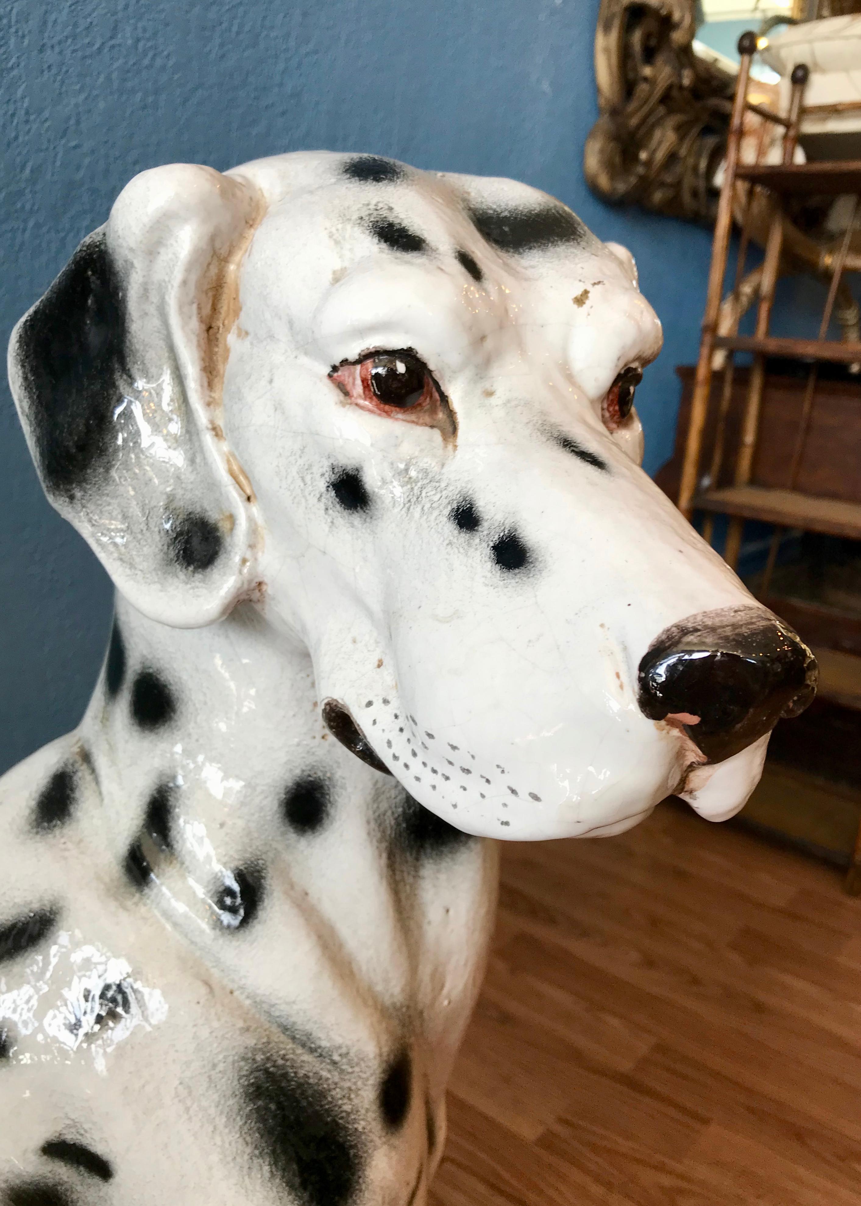Mid-20th Century Life Size Terra Cotta Figure of a Dalmatian