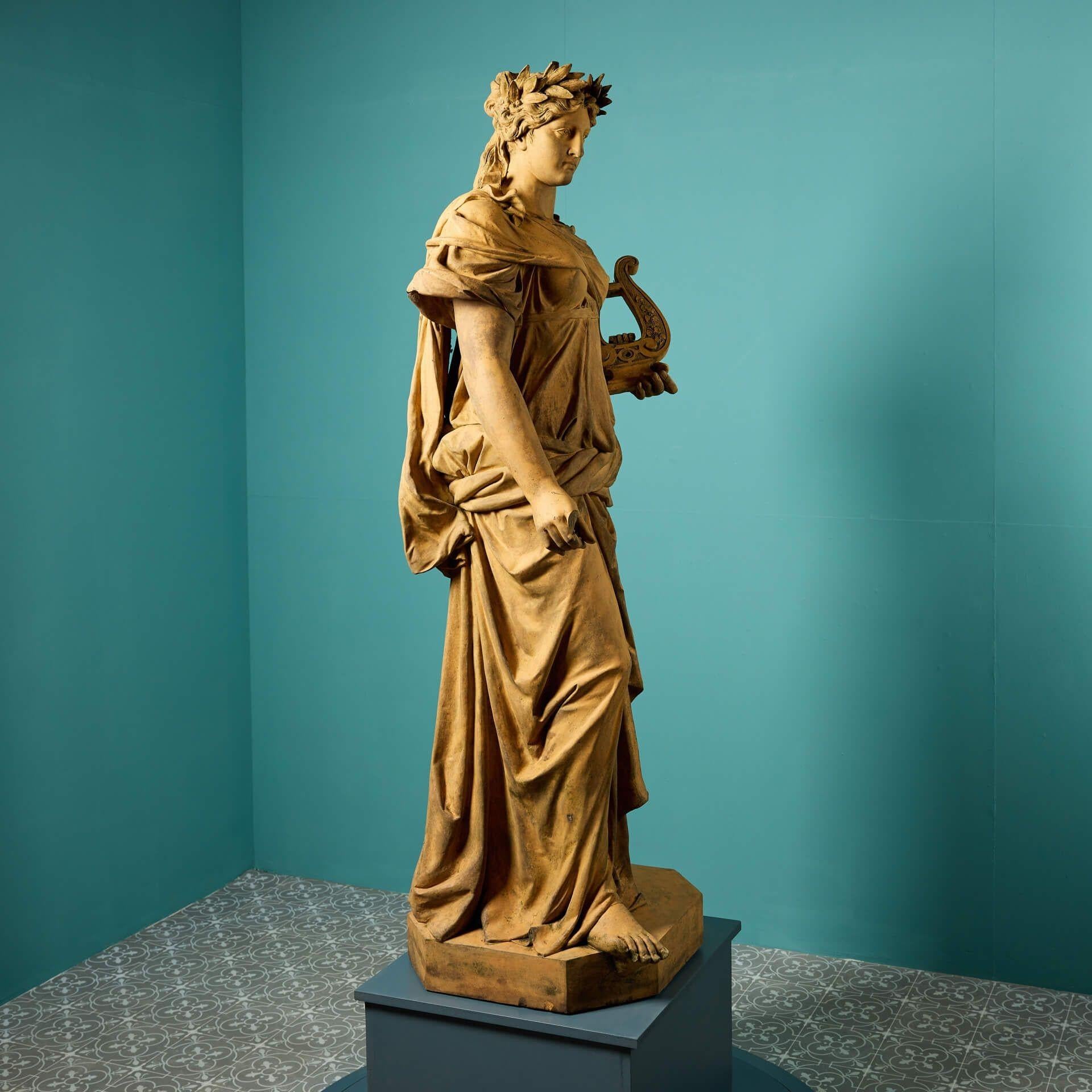 Neoclassical Life-Size Terracotta Erato Statue, 1 of 9 from the Apollo Inn, London For Sale