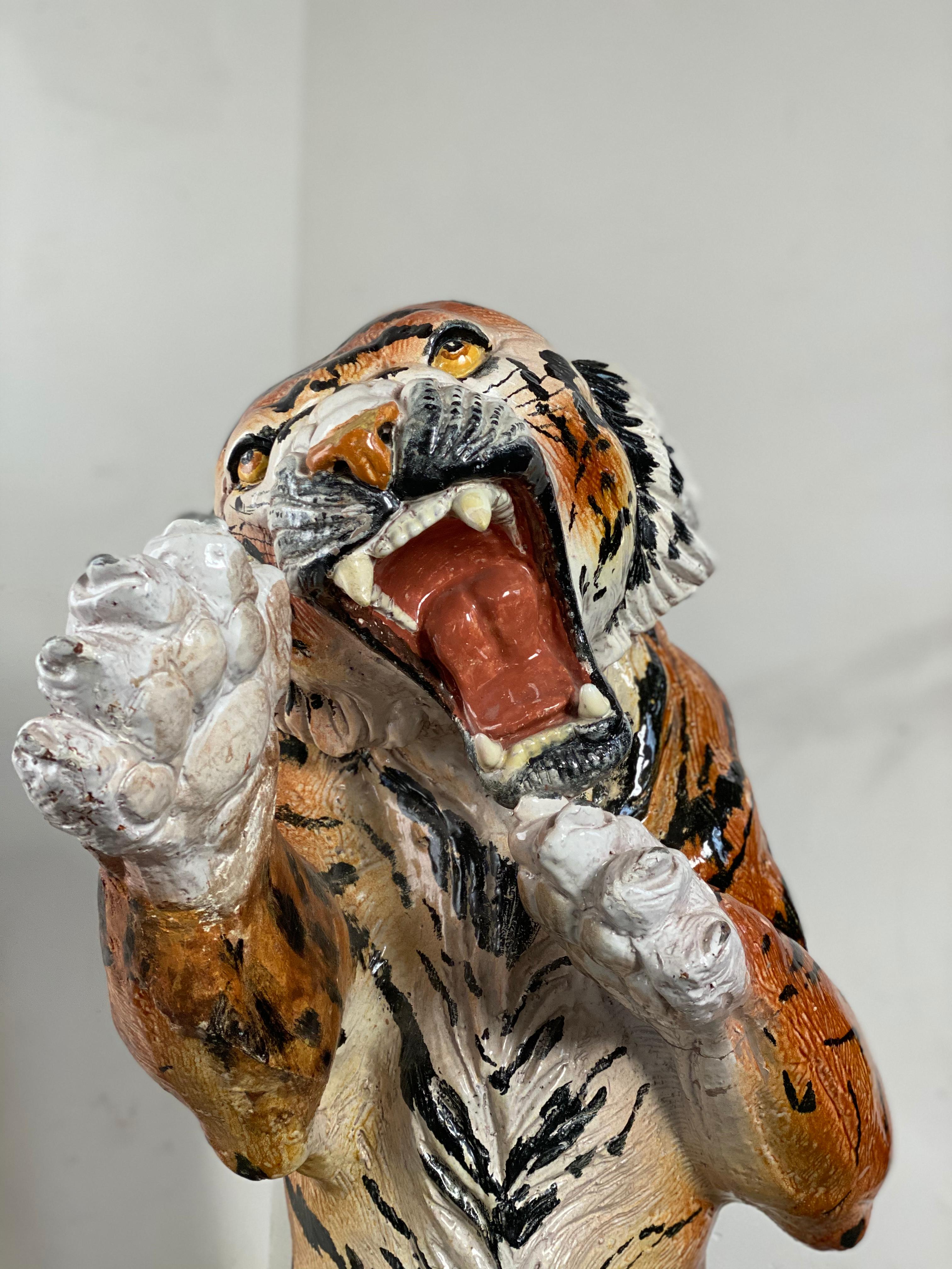 Life Size Tiger Sculpture Ceramic, Italy, 1970s 1