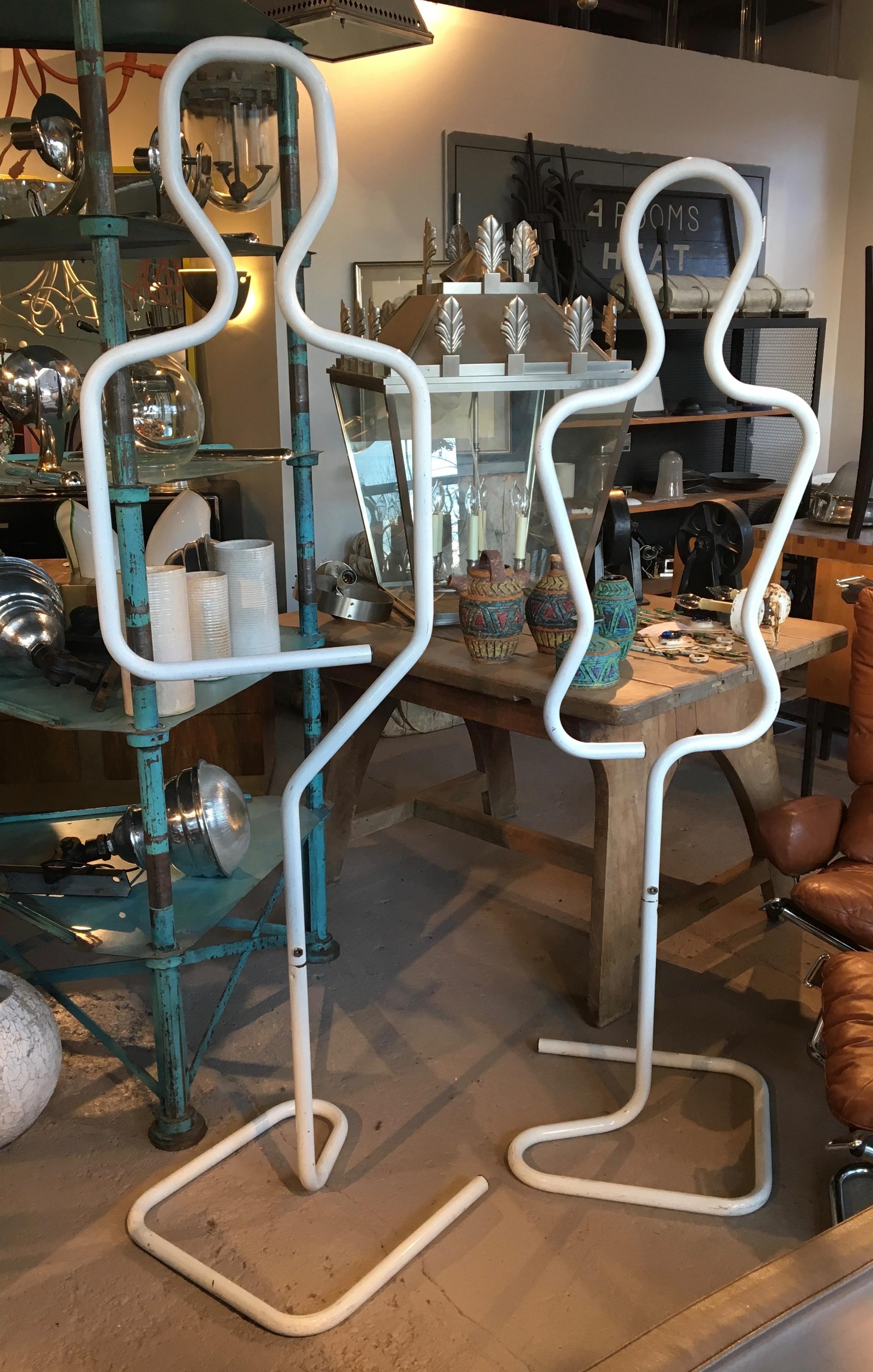Happy Couple! Enameled white tubular metal forms of a man and woman, each in two parts, life-size shop fittings.
Avantgarden cultivates unexpected and exceptional lighting, furniture and design. Please visit us at our showroom in Pound Ridge, New