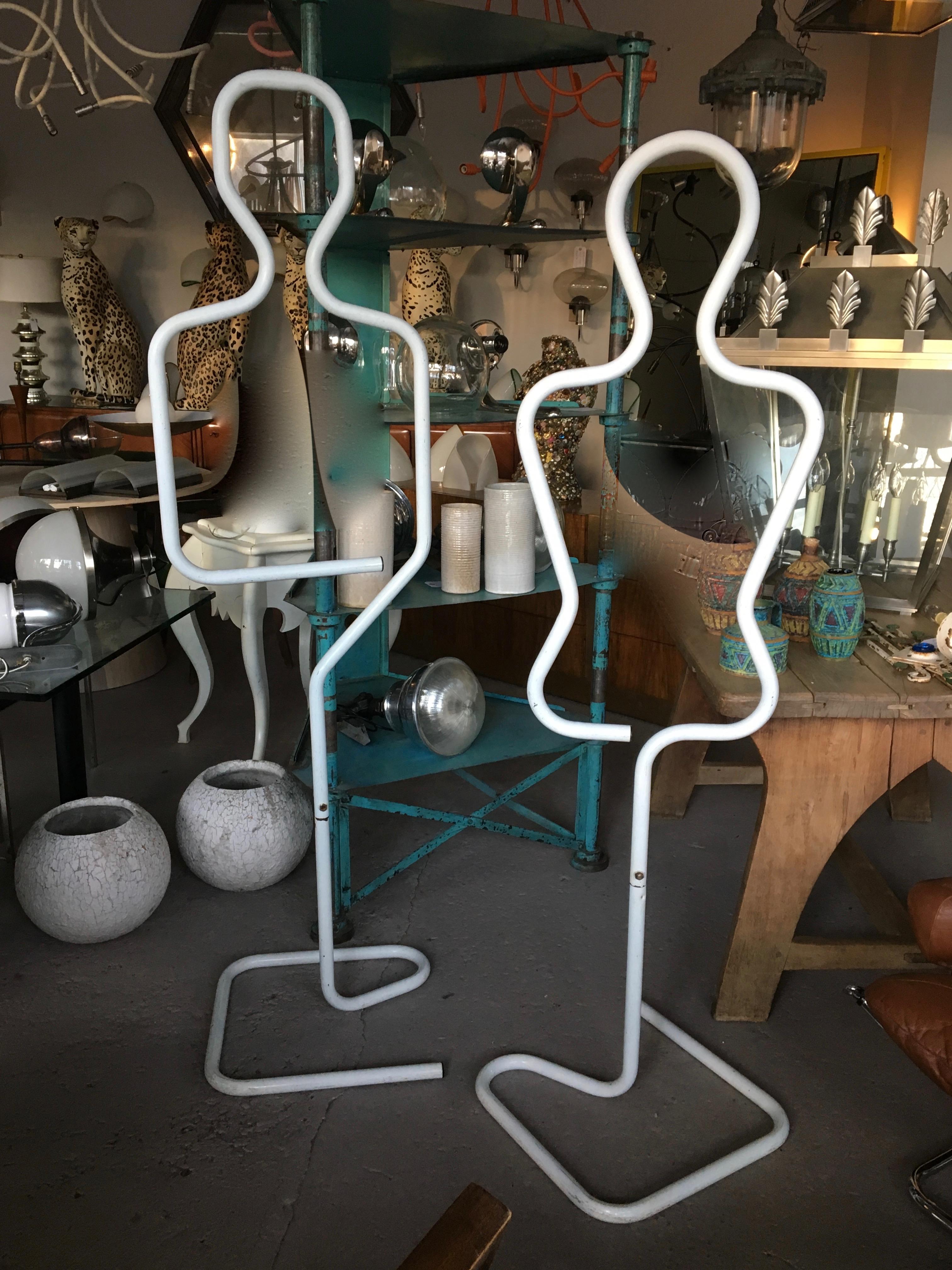 Life-Size Tubular Steel Man and Woman Vintage Display Stands In Good Condition In Pound Ridge, NY