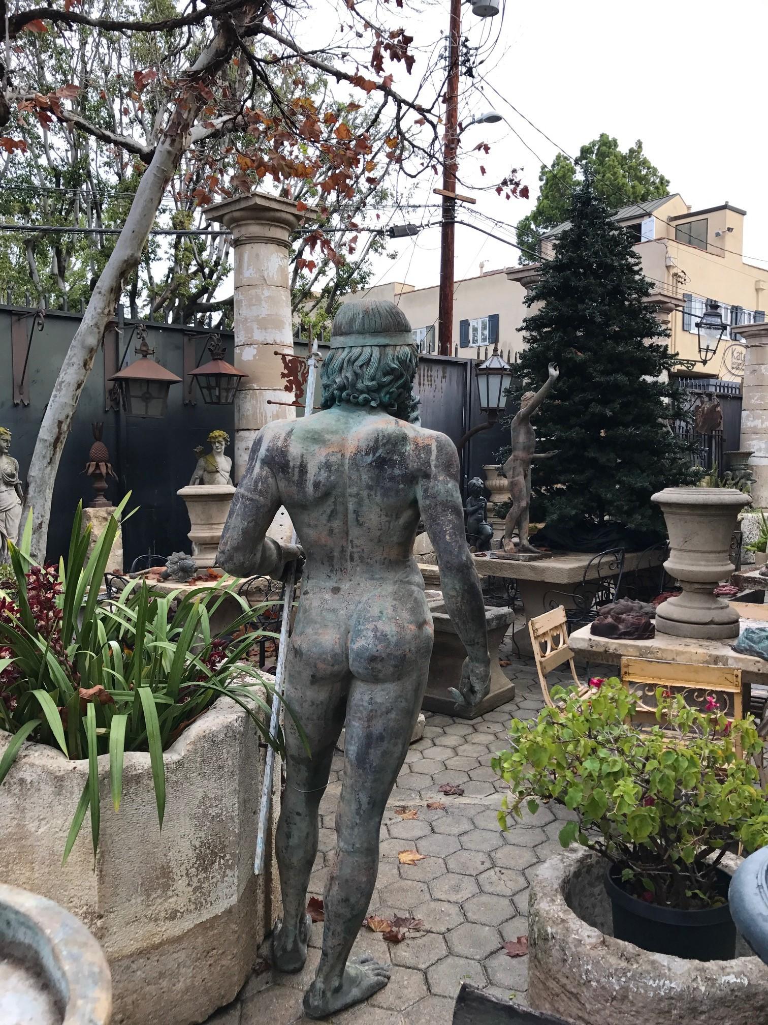 Life-size Two Large Bronze Statues Riace Warriors Style Erectheus & Eumolpos  In Good Condition In West Hollywood, CA