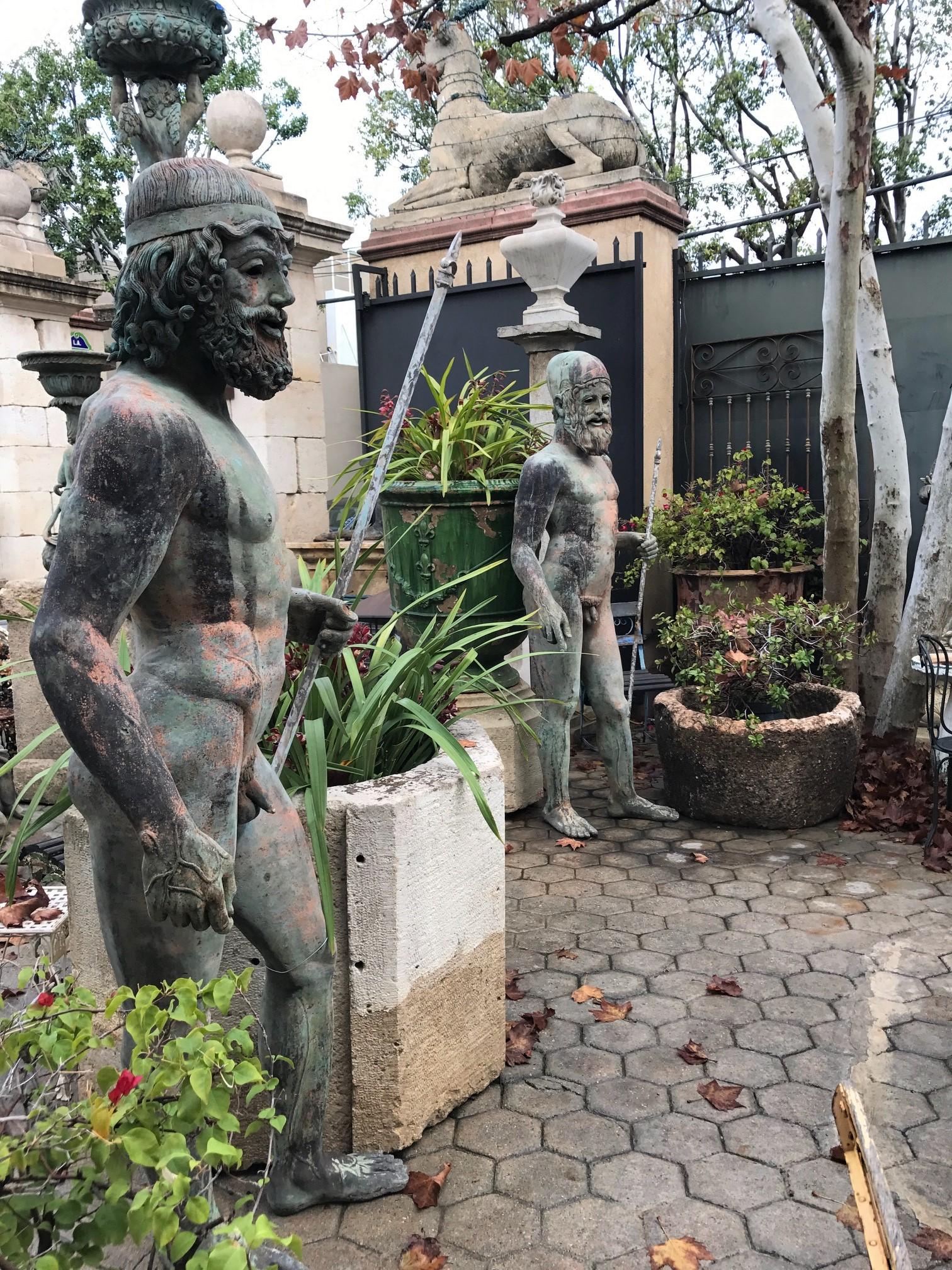 20th Century Life-size Two Large Bronze Statues Riace Warriors Style Erectheus & Eumolpos