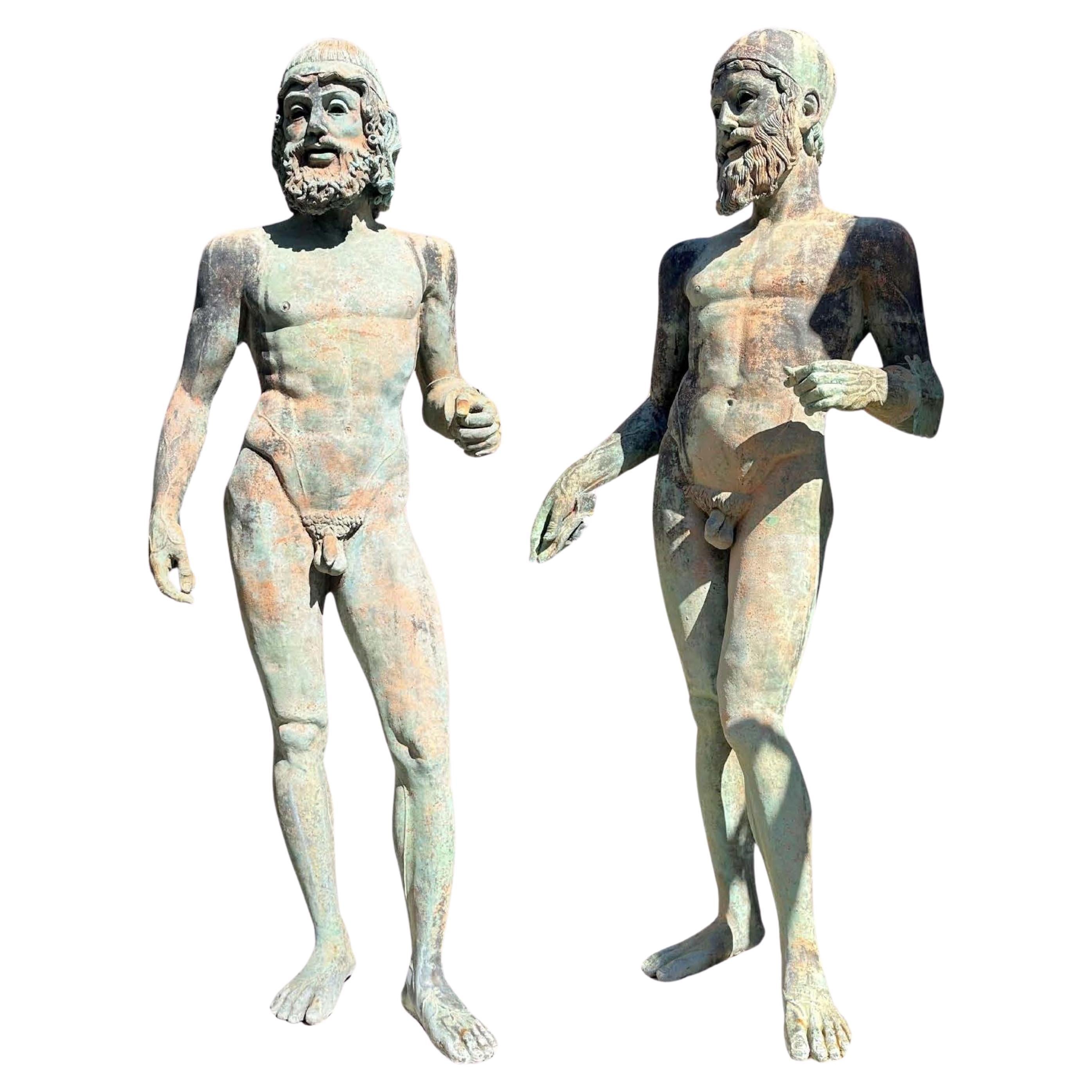 Life-size Two Large Bronze Statues Riace Warriors Style Erectheus & Eumolpos 