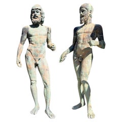 Used Life-size Two Large Bronze Statues Riace Warriors Style Erectheus & Eumolpos 