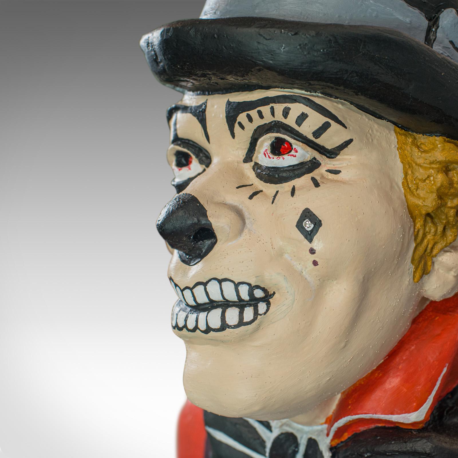 20th Century Life-Size Vintage Clown Statue, English, Plaster, Day of the Dead For Sale