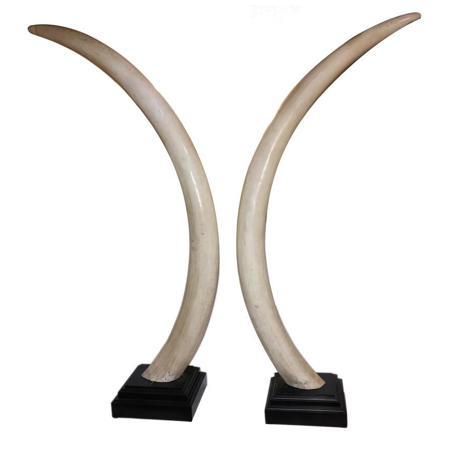 Mid-20th Century Life-Size Vintage Faux Elephant Tusks For Sale