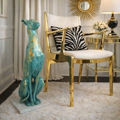 Life Size Vintage Painted Porcelain Greyhound Dog Sculpture, 1960s