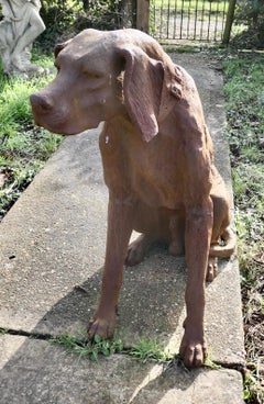 Life-size Weathered Cast Iron Statue of a Hunting Dog