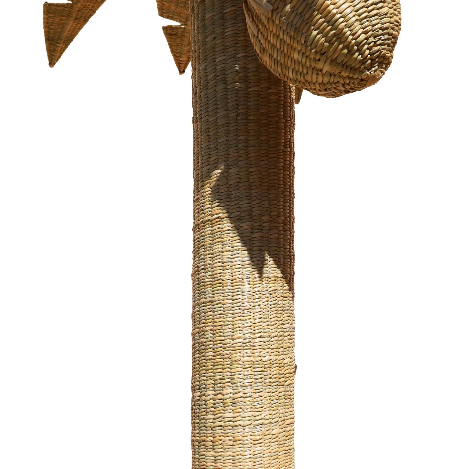 Hand-Woven Life Size Wicker Palm Tree Sculpture from the FS Flores Collection For Sale