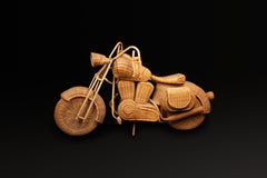 Life-Size Wicker Sculpture of Harley Davidson Motorcycle