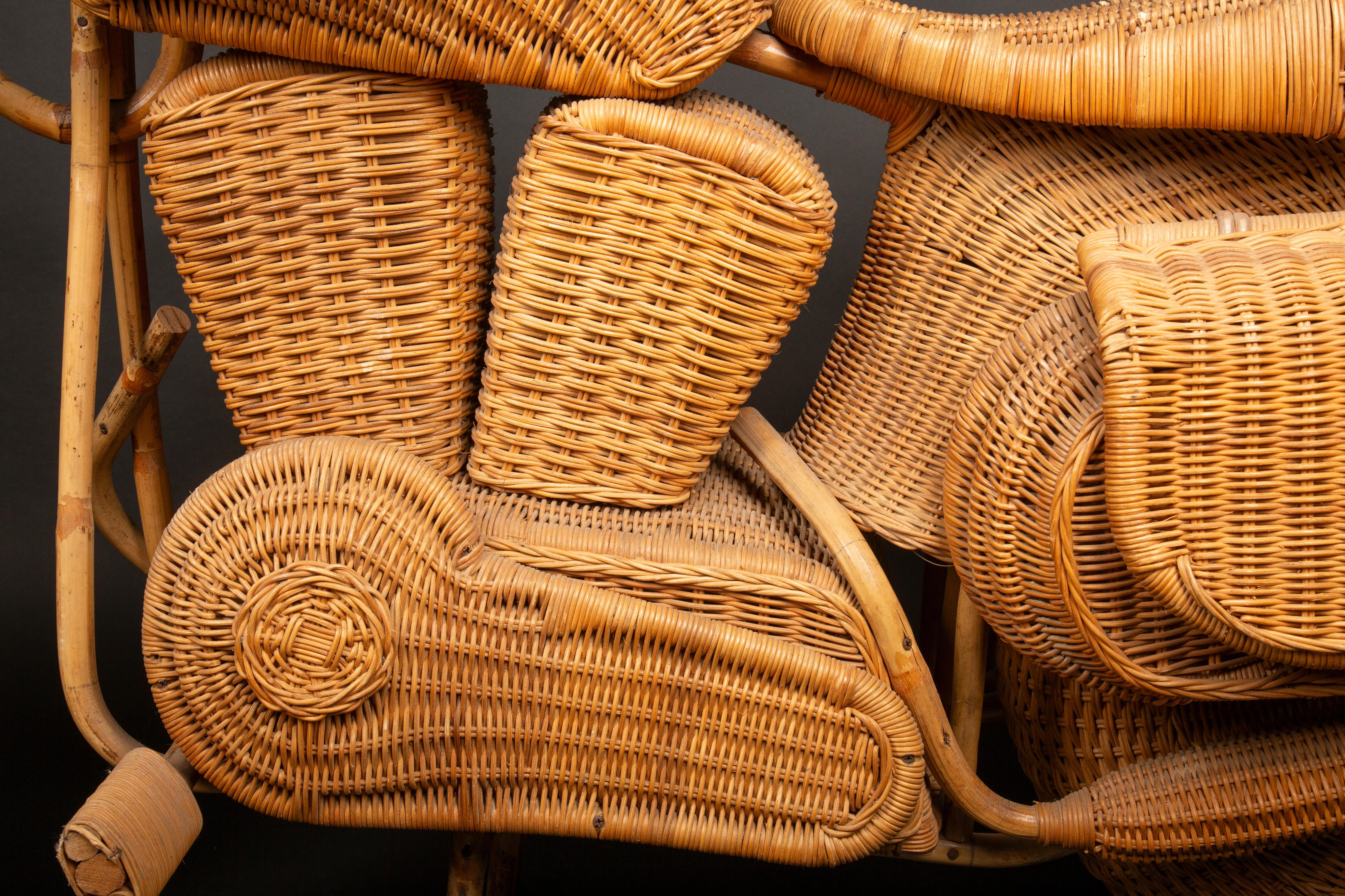 Francese Scultura in vimini a grandezza naturale di una moto Harley Davidson in vendita
