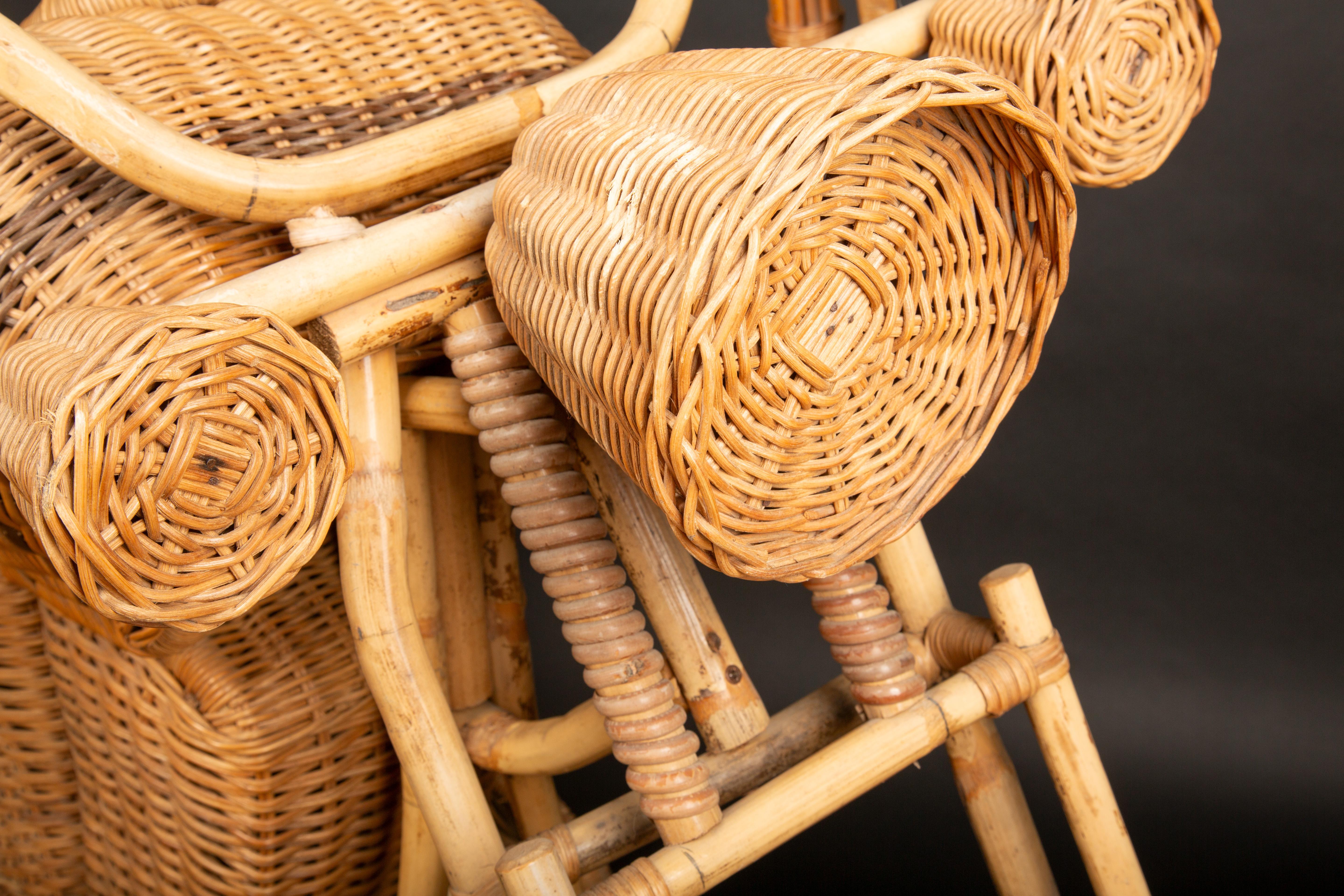 Rattan Scultura in vimini a grandezza naturale di una moto Harley Davidson in vendita