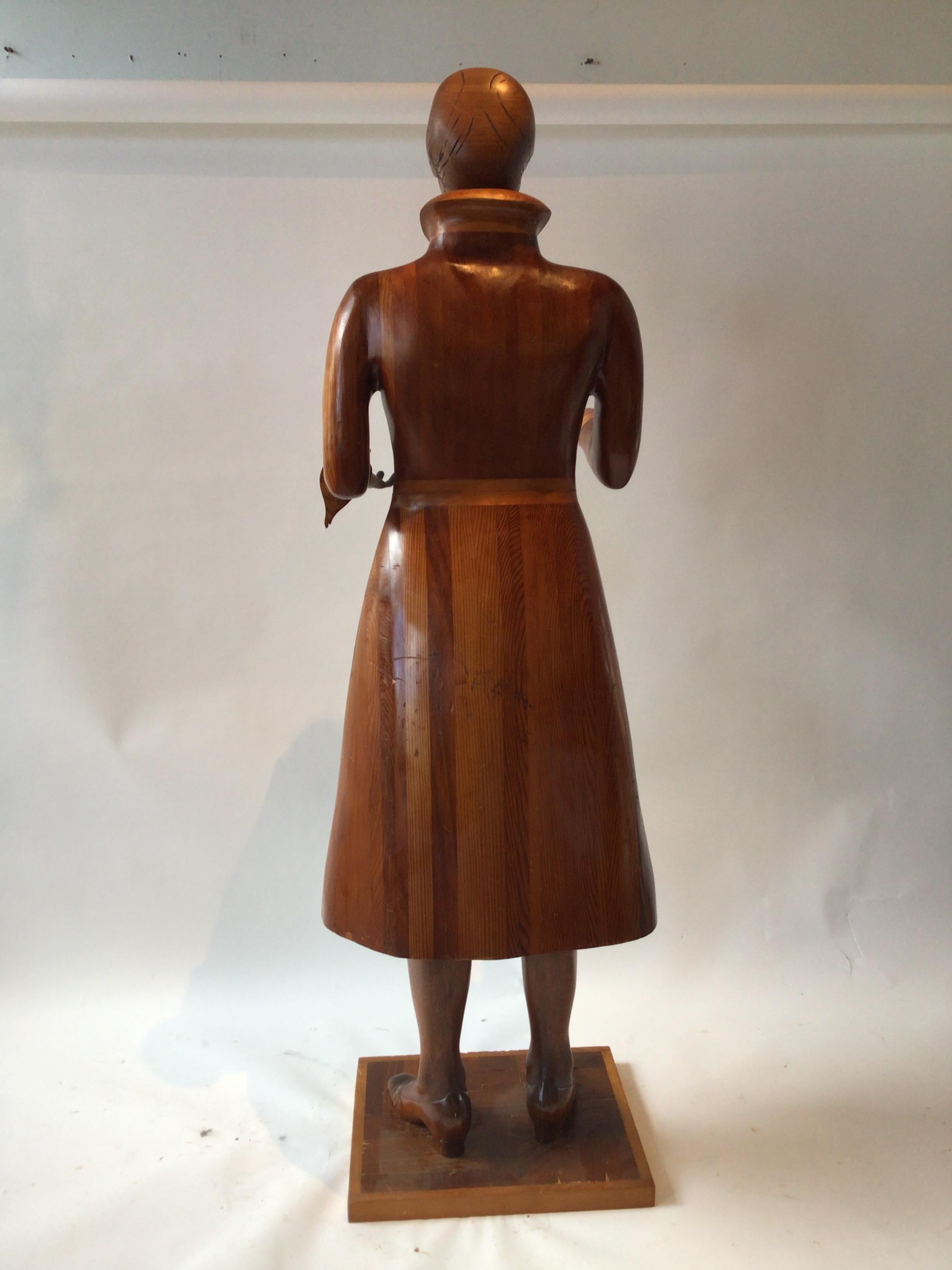 Life Size Wood Sculpture of 1950s Female Homemaker For Sale 2