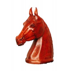 Modern Life-Size Wooden Carved Horses Head