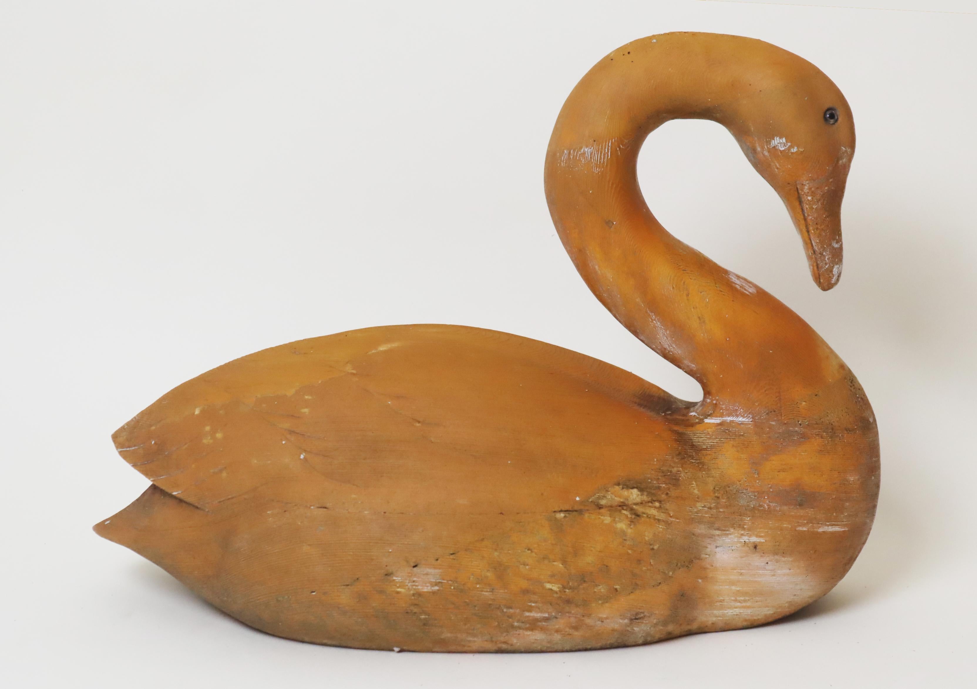 Life-Size Wooden Sculpture of a Swan for Luxurious Garden Decoration For Sale 7