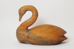 Life-Size Wooden Sculpture of a Swan for Luxurious Garden Decoration