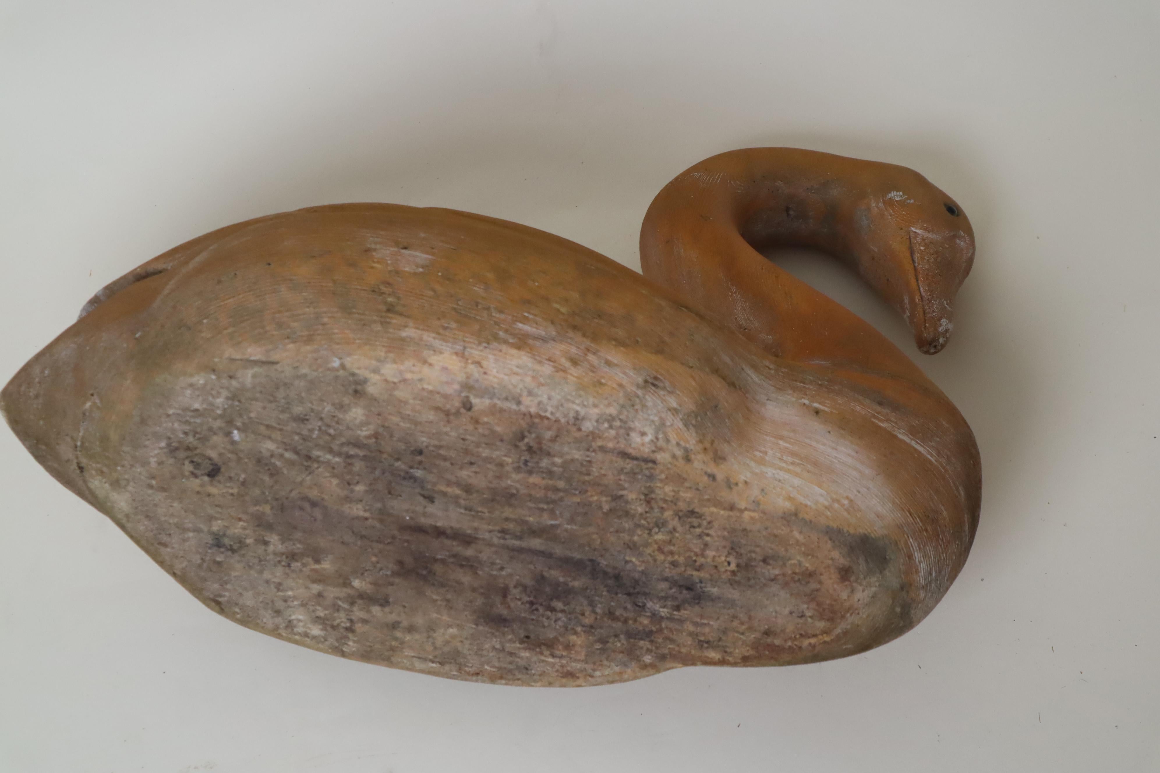Mid-Century Modern Life-Size Wooden Sculpture of a Swan for Luxurious Garden Decoration For Sale