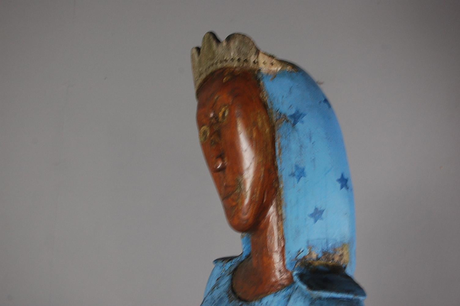 Life-Sized 20th Century Naive Black Madonna Carving 3