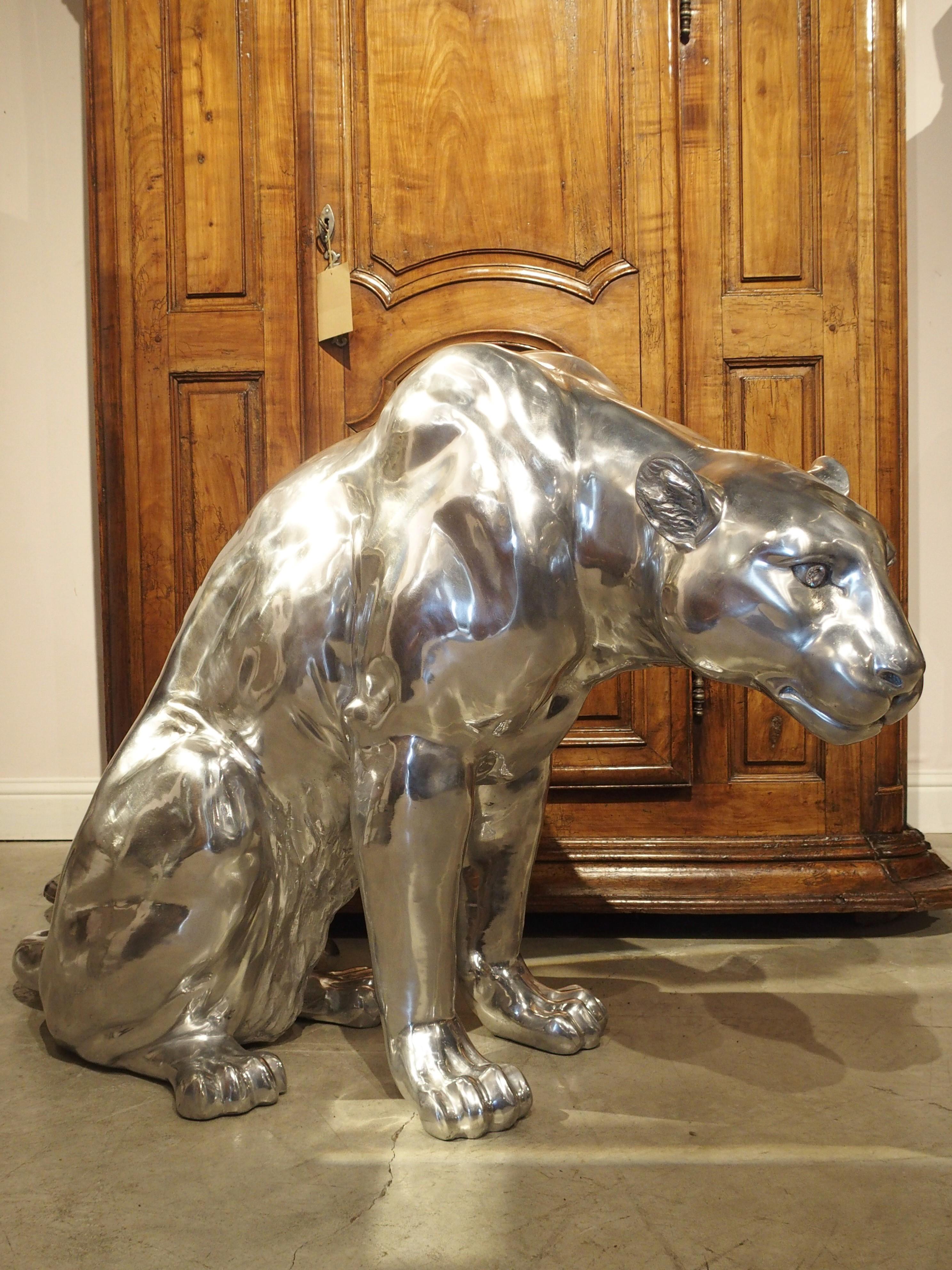 Life-Sized Aluminum Panther by French Sculptor Christian Maas In Good Condition In Dallas, TX