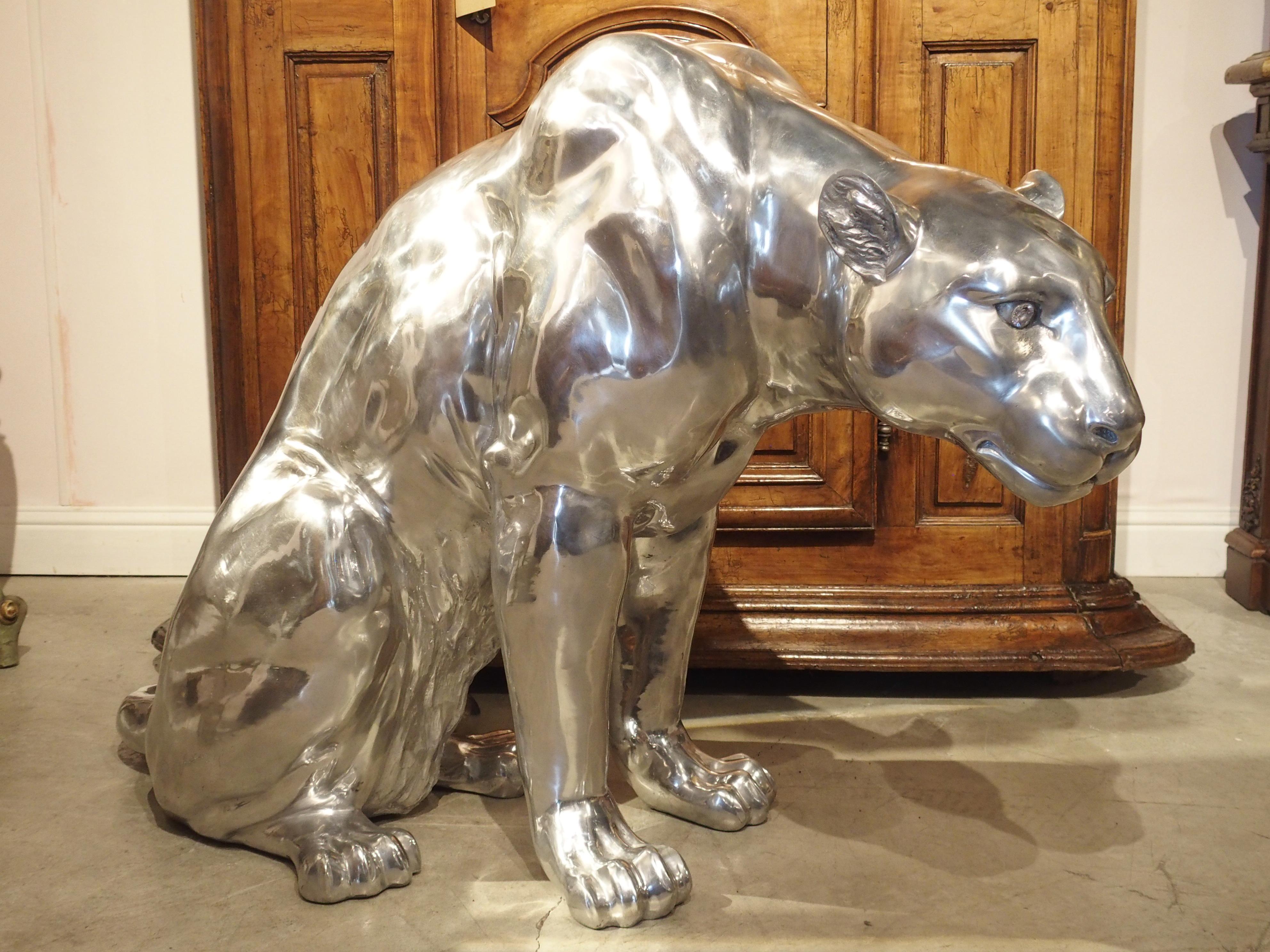 20th Century Life-Sized Aluminum Panther by French Sculptor Christian Maas