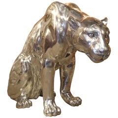 Vintage Life-Sized Aluminum Panther by French Sculptor Christian Maas