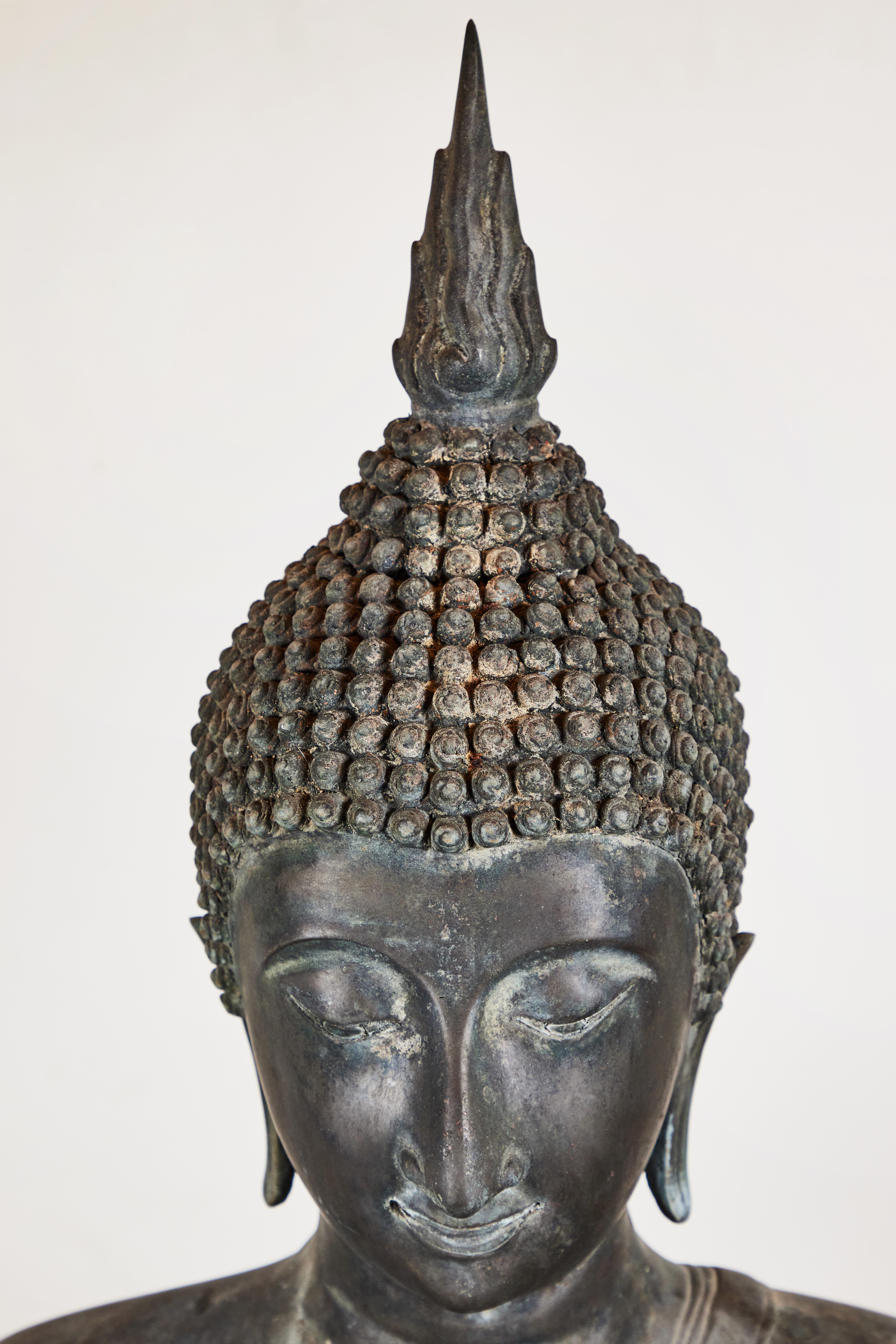 Life-Sized, Antique, Bronze, Thai Buddha In Good Condition For Sale In Newport Beach, CA