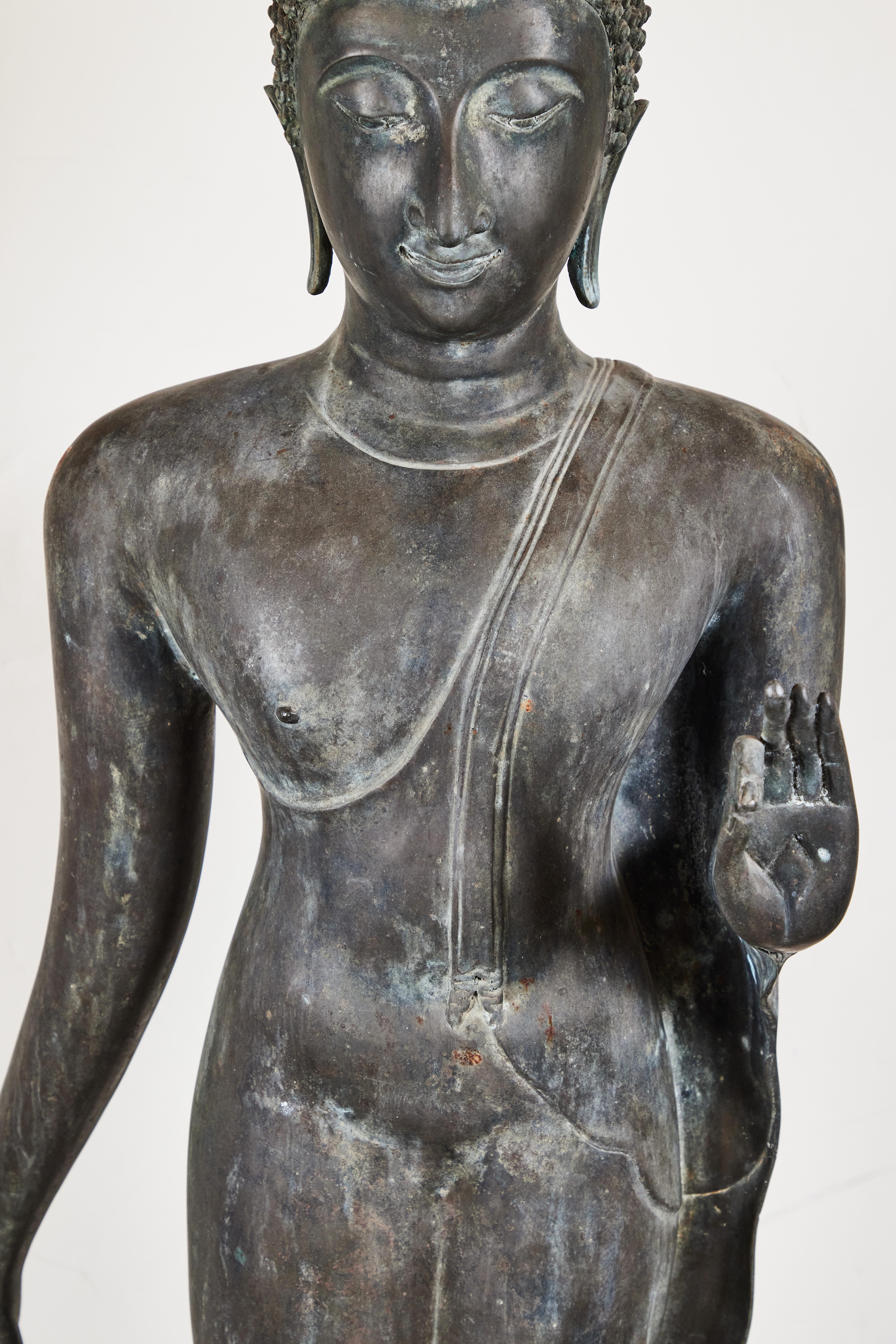 Early 20th Century Life-Sized, Antique, Bronze, Thai Buddha For Sale