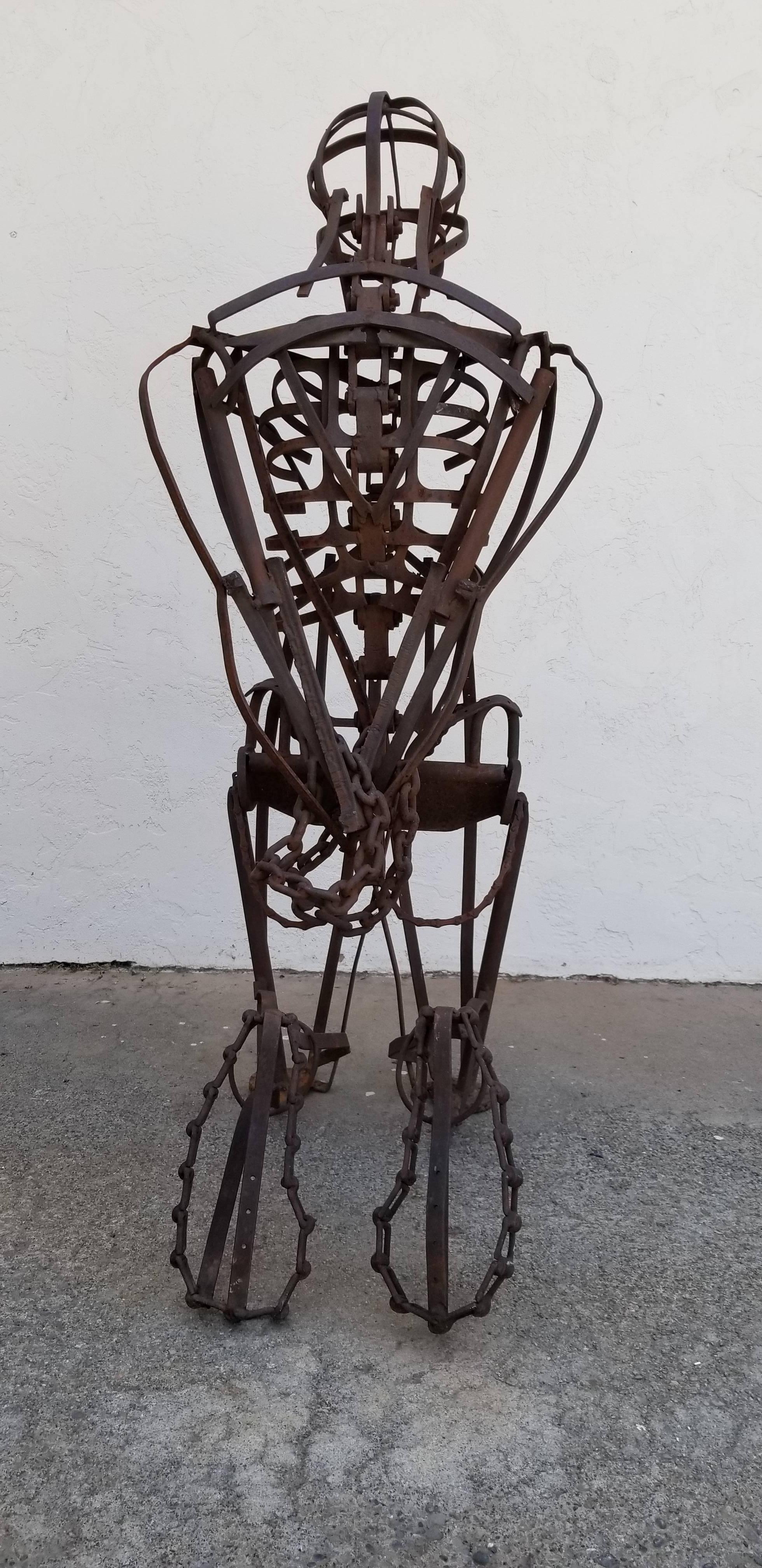 Life-Sized Assemblage Iron Figural Sculpture In Good Condition In Fulton, CA