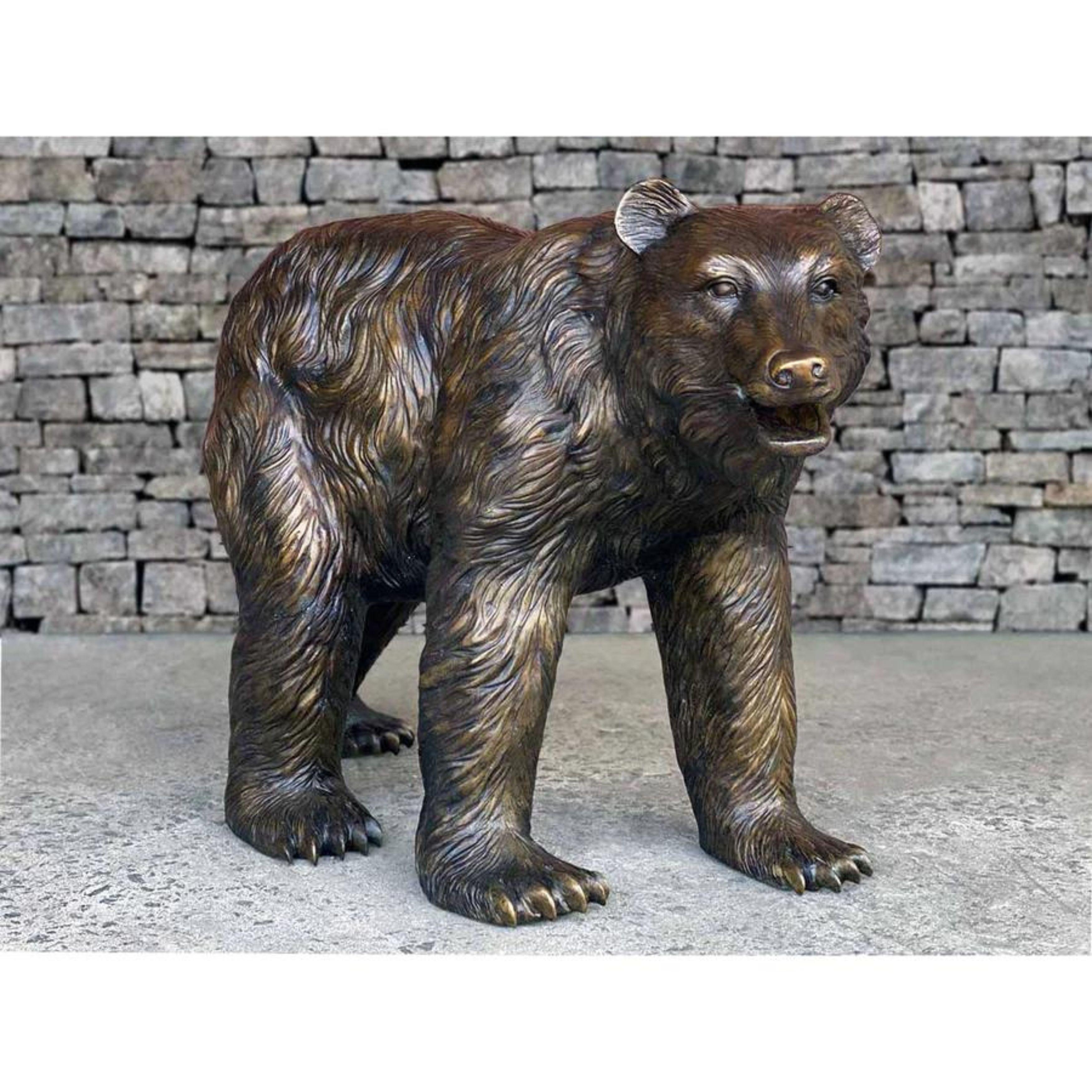 Life-Sized Bronze Bear Sculpture In New Condition For Sale In Yonkers, NY