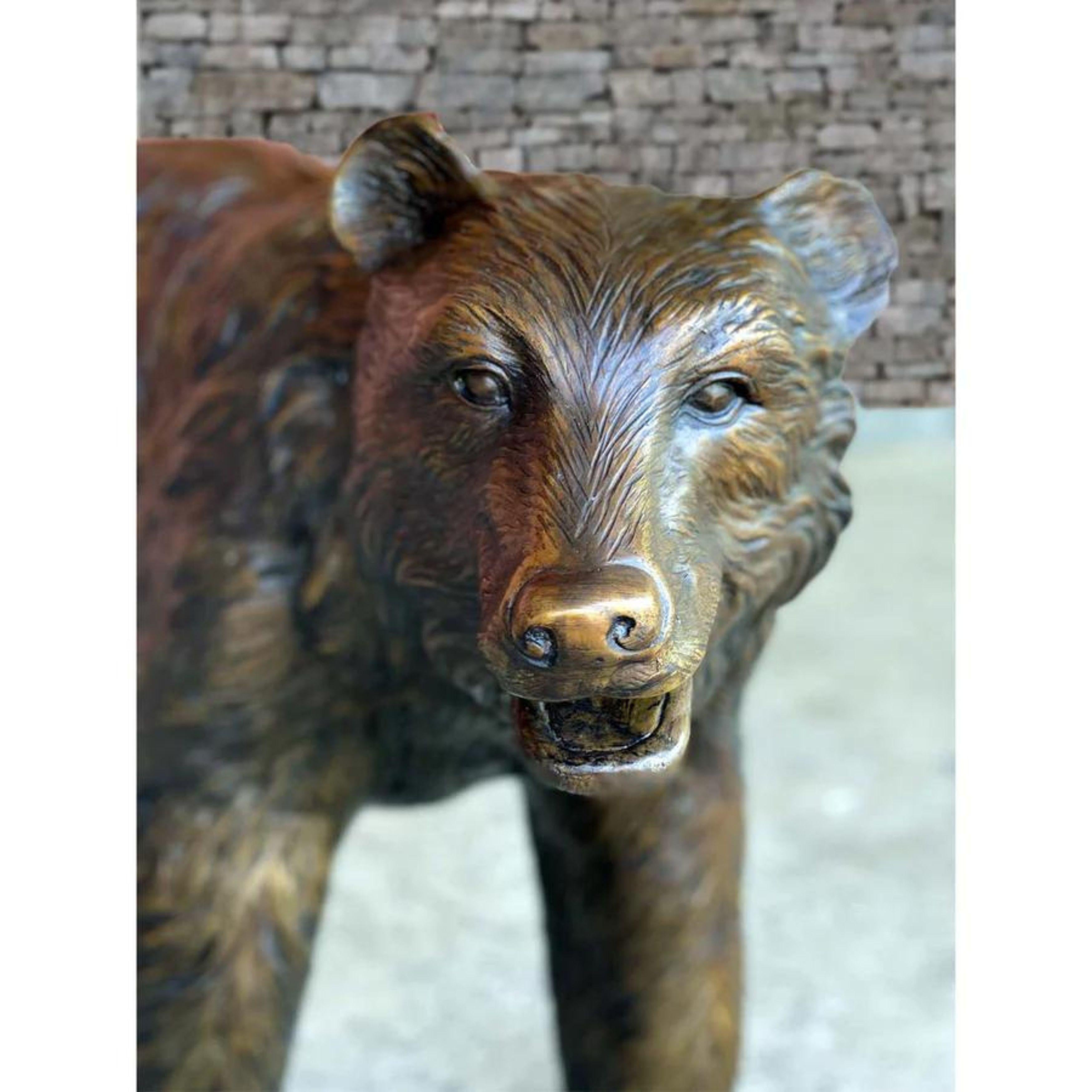 Moulage Sculpture d'ours en bronze grandeur nature en vente