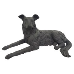 Vintage Life Sized Bronze Dog Sculpture