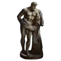 Figure en marbre sculpté grandeur nature d'Hercule Farnèse, 19e siècle