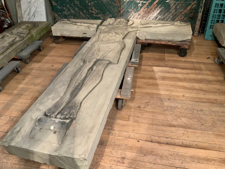 Life Sized Carved Sandstone Architectural Figure of Christ In Good Condition For Sale In Hudson, NY