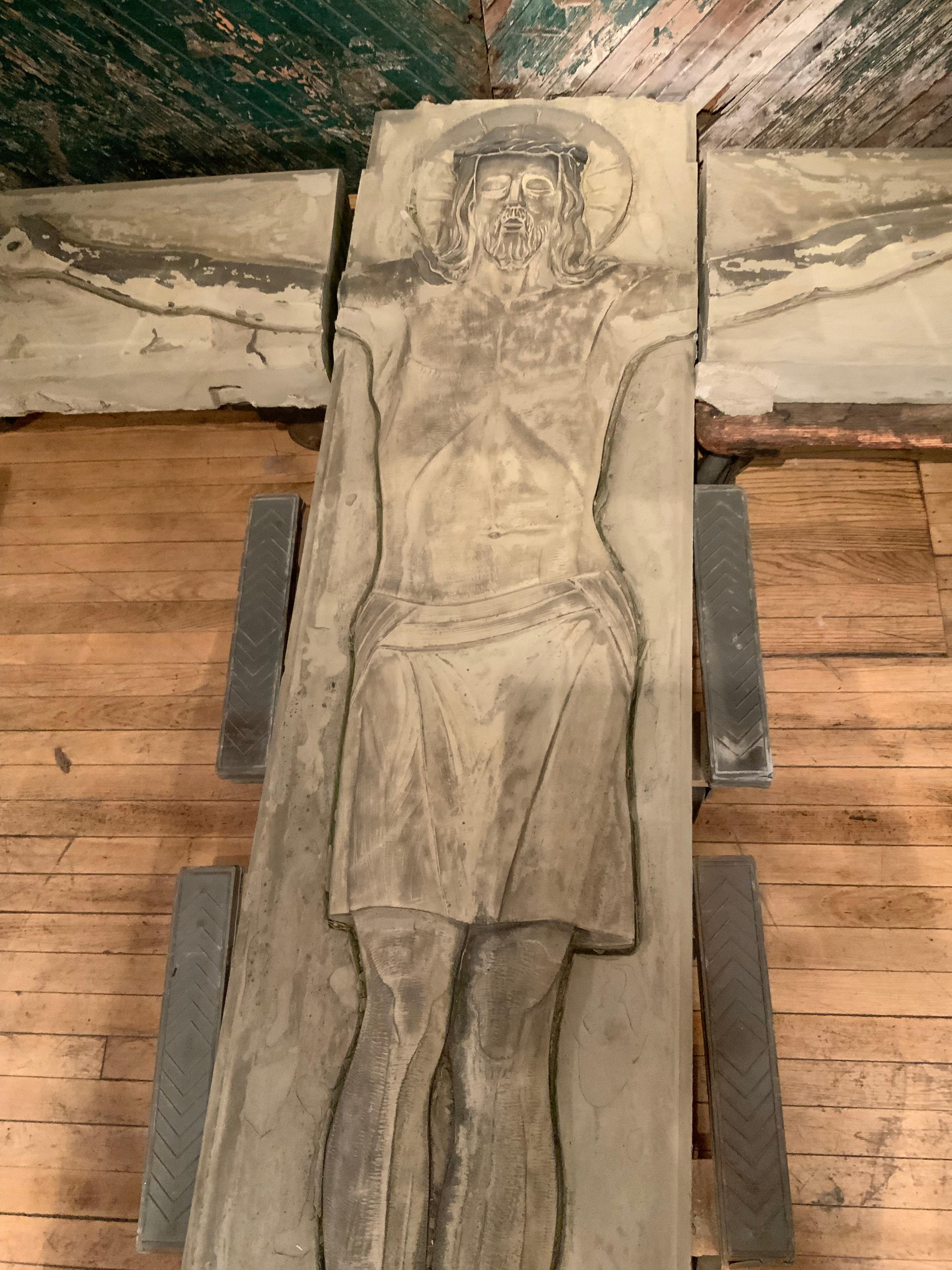 20th Century Life Sized Carved Sandstone Architectural Figure of Christ For Sale