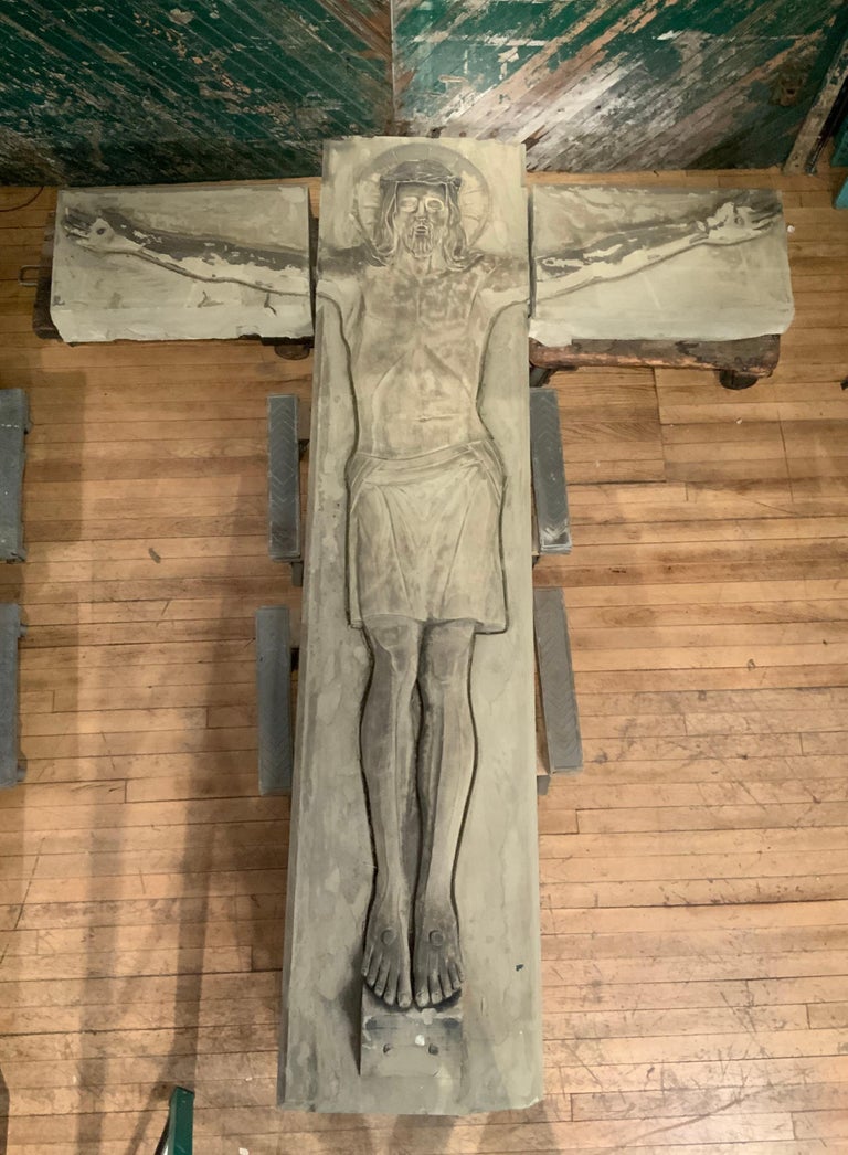 Life Sized Carved Sandstone Architectural Figure of Christ For Sale 3
