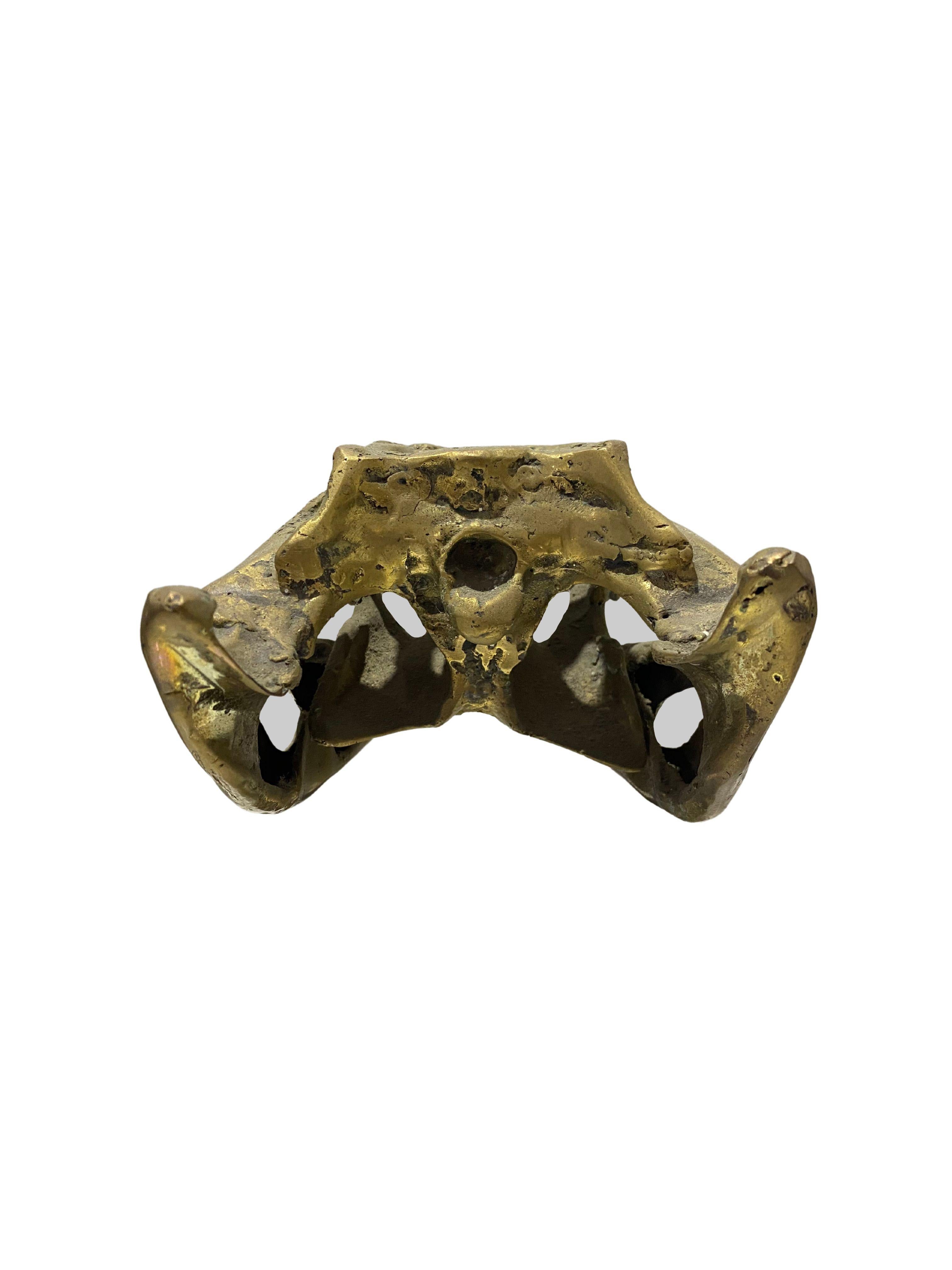 Calco Scultura di teschio di coccodrillo in bronzo fuso a grandezza naturale, finitura chiara in vendita