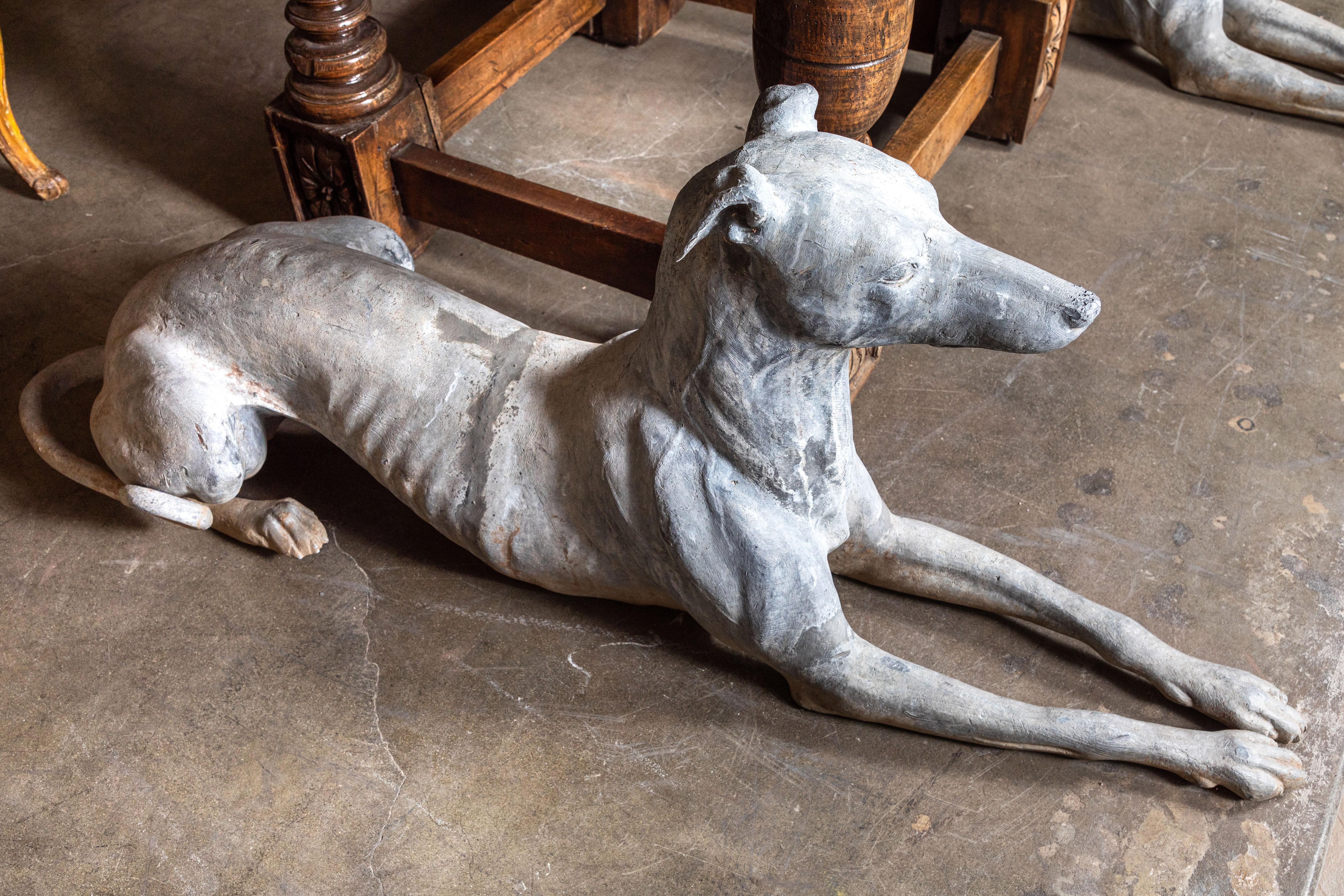 Life-Sized, Early 1900s, Recumbent Hounds For Sale 3