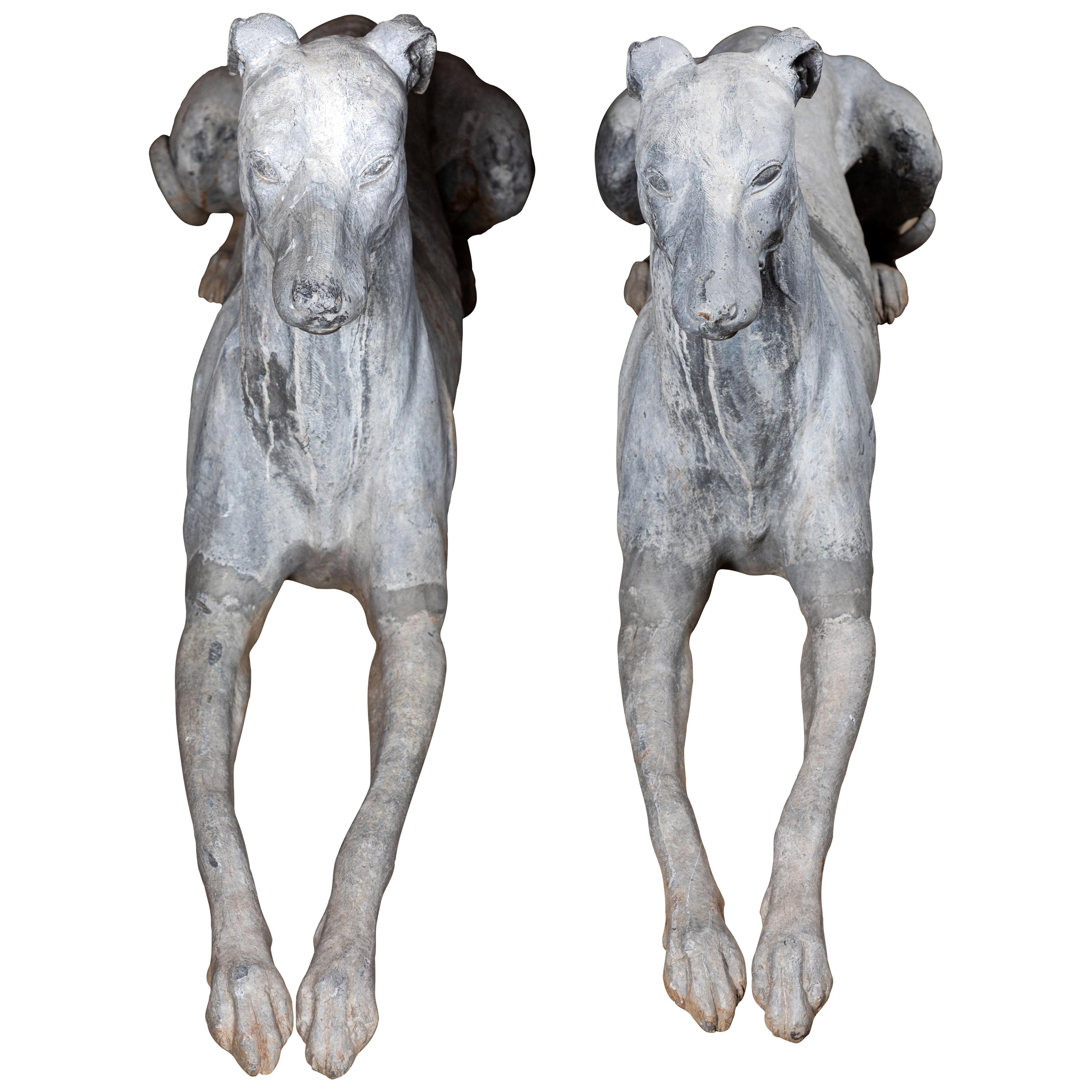 Life-Sized, Early 1900s, Recumbent Hounds For Sale at 1stDibs